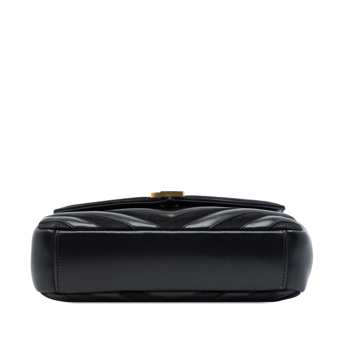 Saint Laurent Medium Calfskin and Suede Chevron Monogram College Satchel — Black