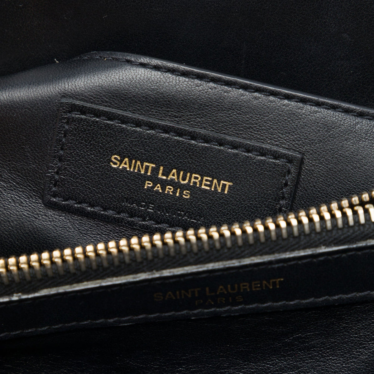 Saint Laurent Medium Calfskin and Suede Chevron Monogram College Satchel — Black