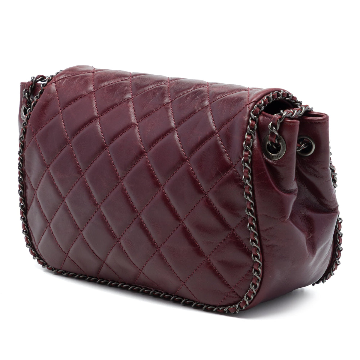 Chanel Small Quilted Calfskin CC Enchained Accordion Flap — Red