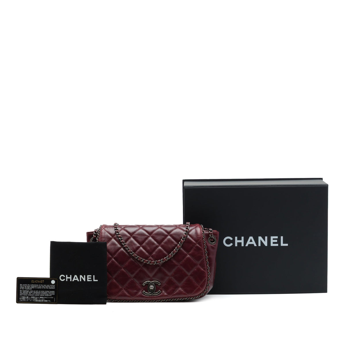 Chanel Small Quilted Calfskin CC Enchained Accordion Flap — Red