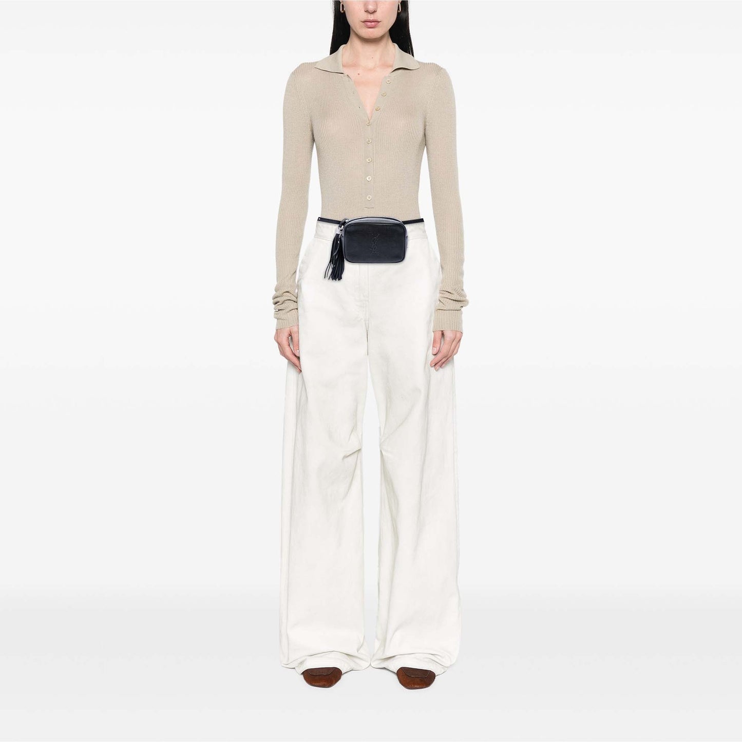 Saint Laurent Lambskin Monogram Lou Tassel Belt Bag
