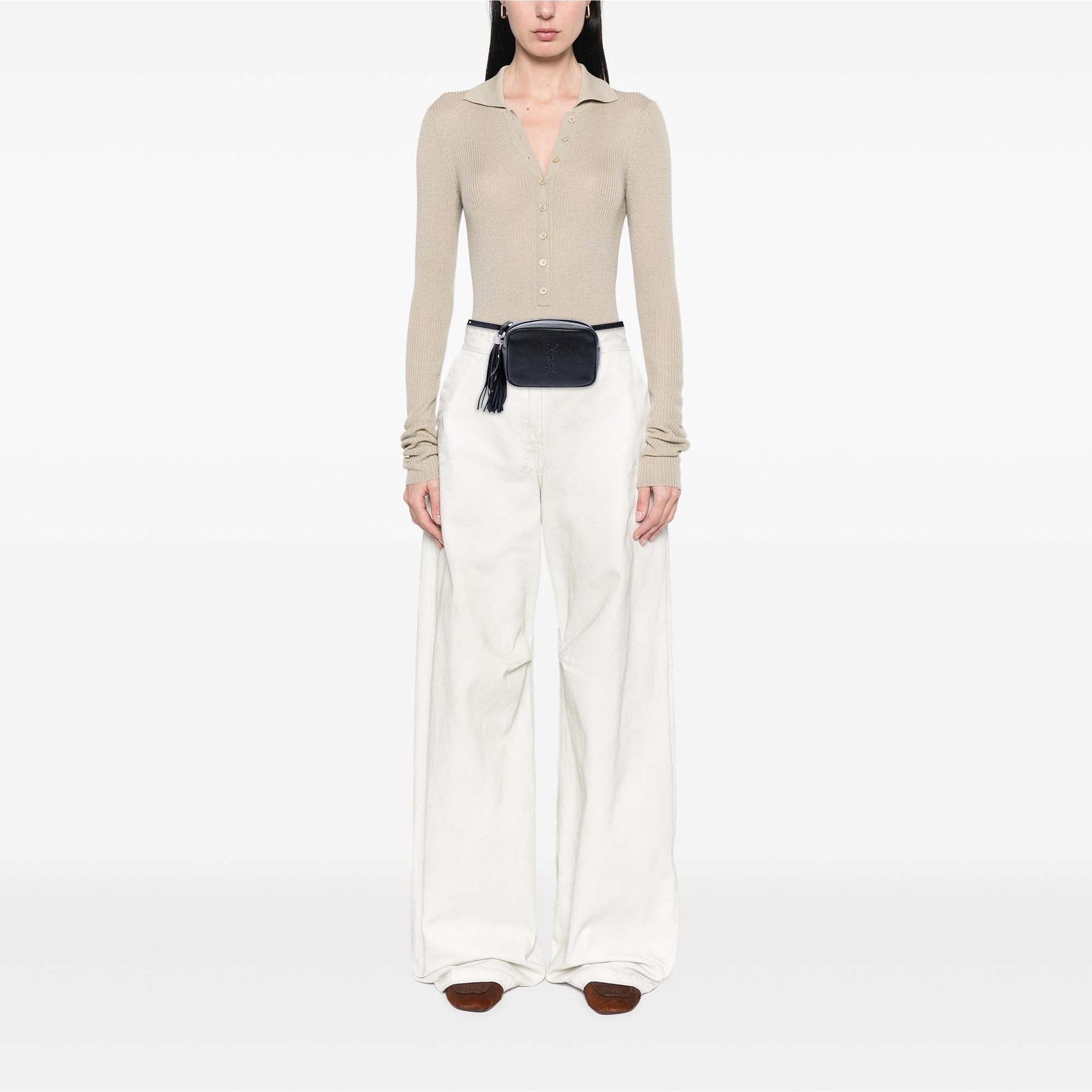Saint Laurent Lambskin Monogram Lou Tassel Belt Bag