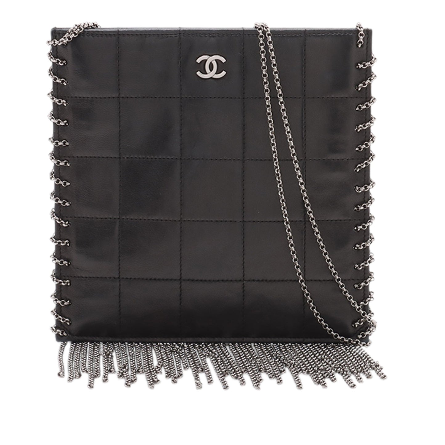 Chanel CC Choco Bar Lambskin Chain Fringe Crossbody