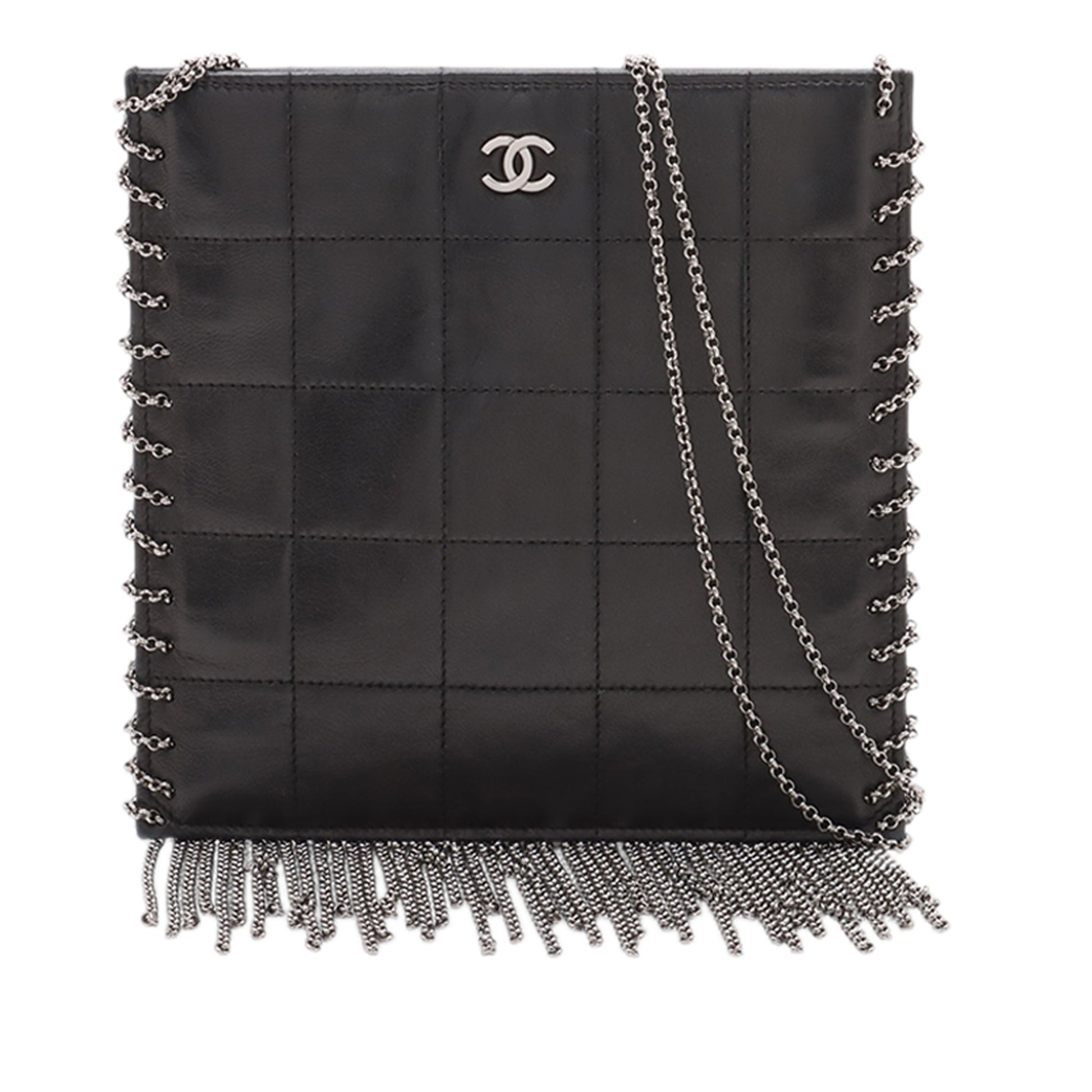 Chanel CC Choco Bar Lambskin Chain Fringe Crossbody