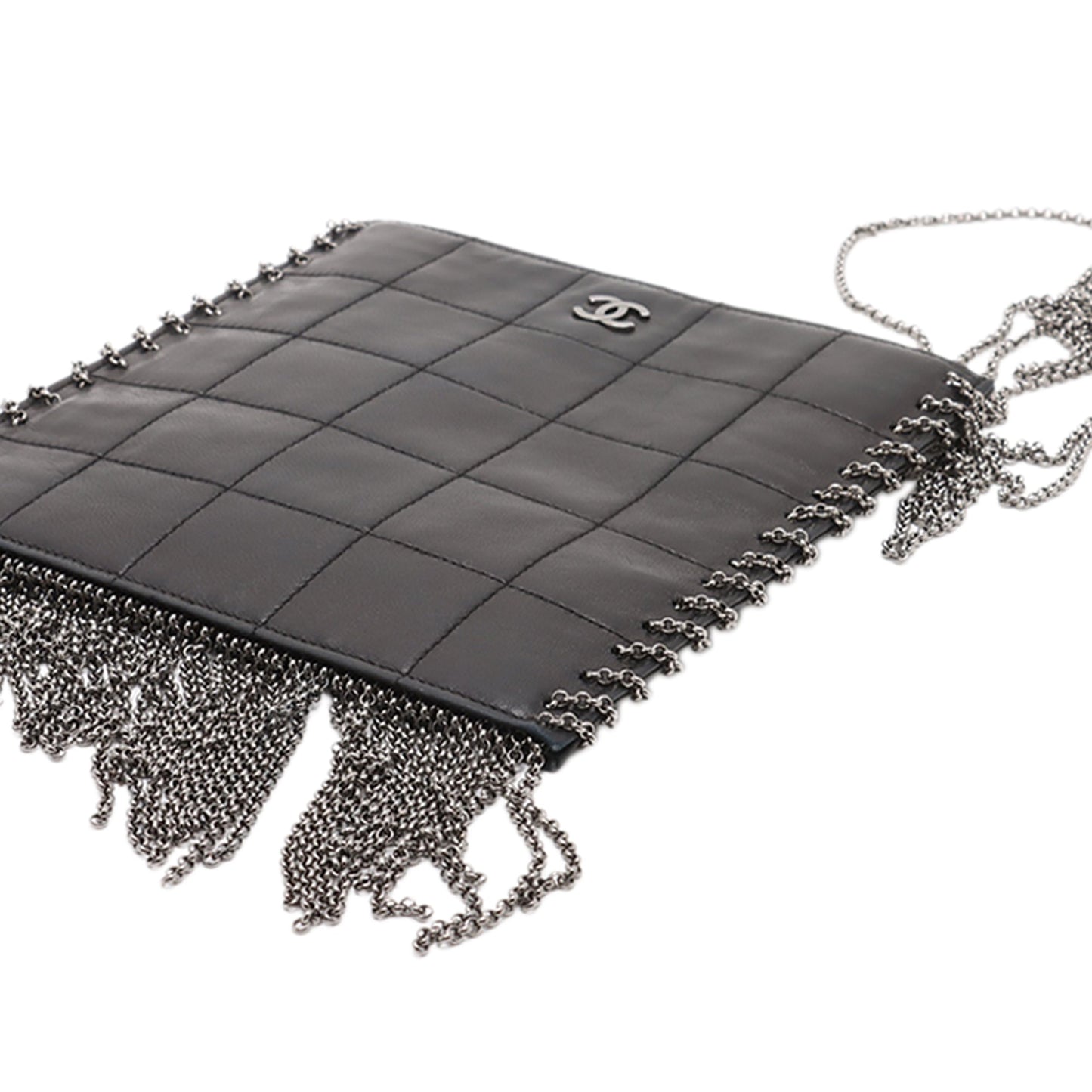 Chanel CC Choco Bar Lambskin Chain Fringe Crossbody