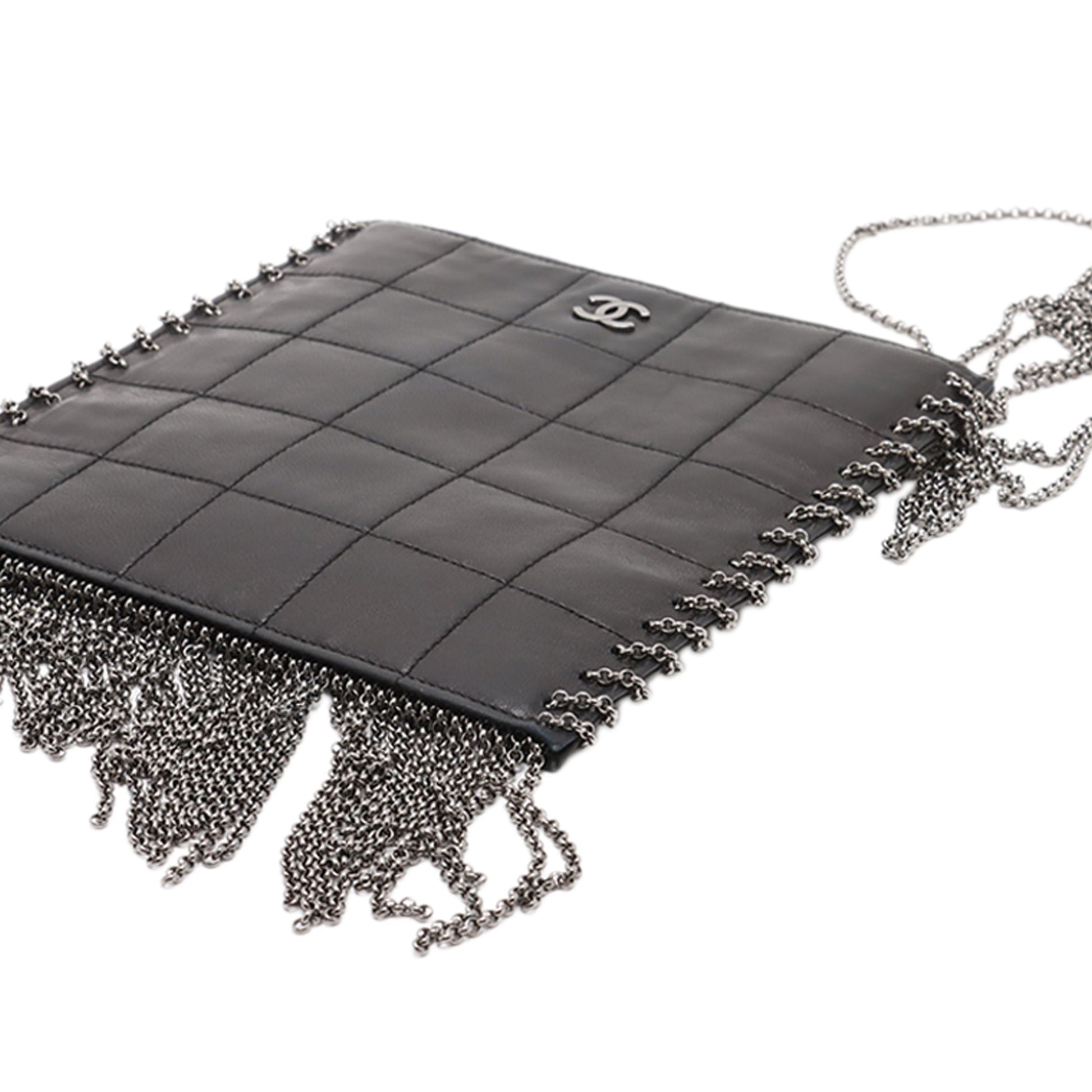 Chanel CC Choco Bar Lambskin Chain Fringe Crossbody