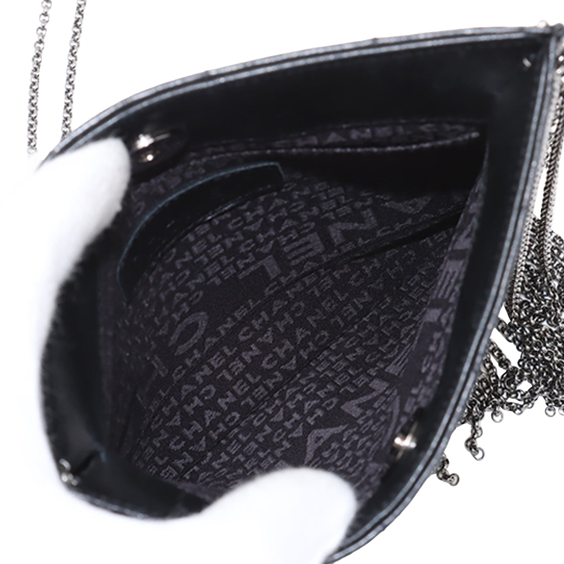 Chanel CC Choco Bar Lambskin Chain Fringe Crossbody