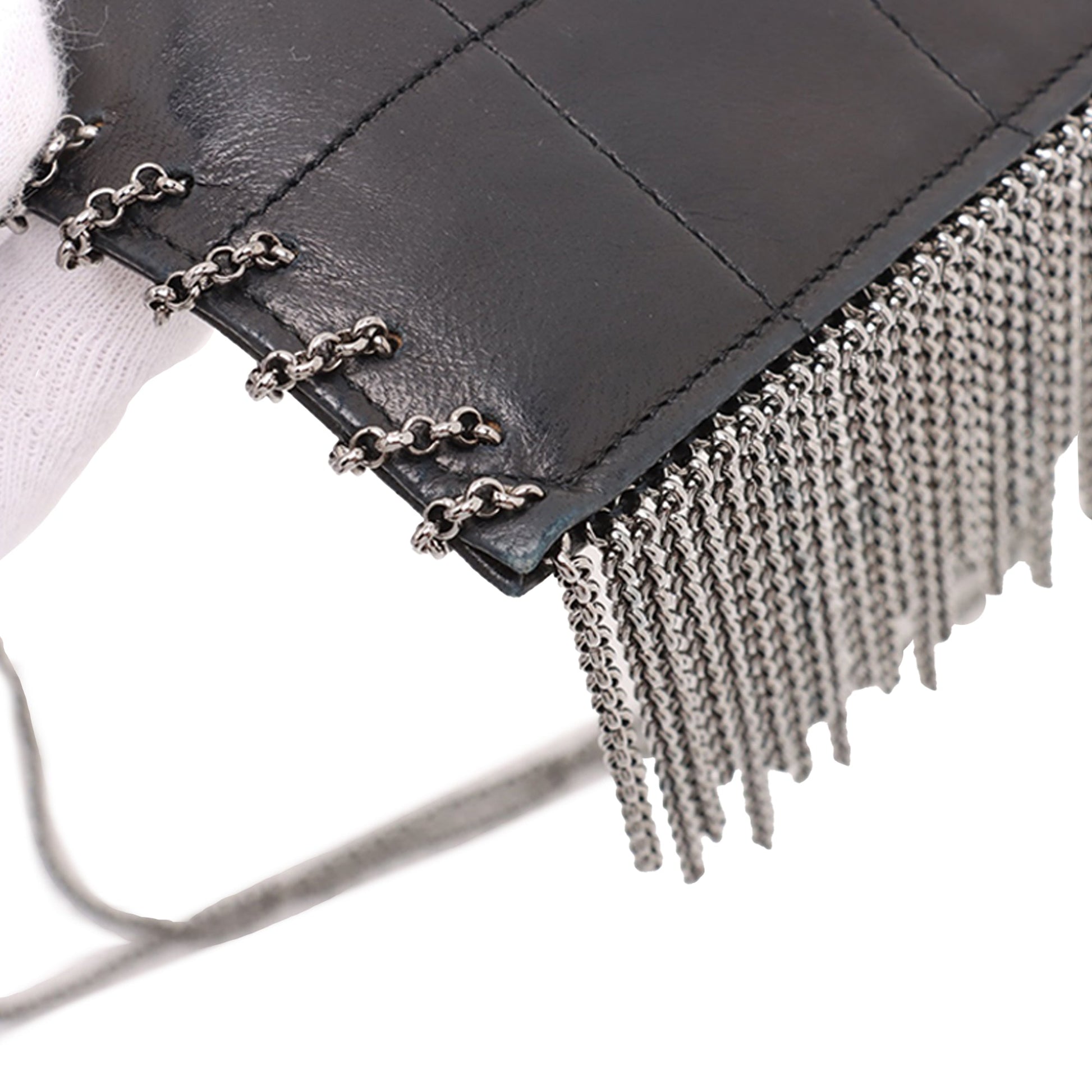 Chanel CC Choco Bar Lambskin Chain Fringe Crossbody