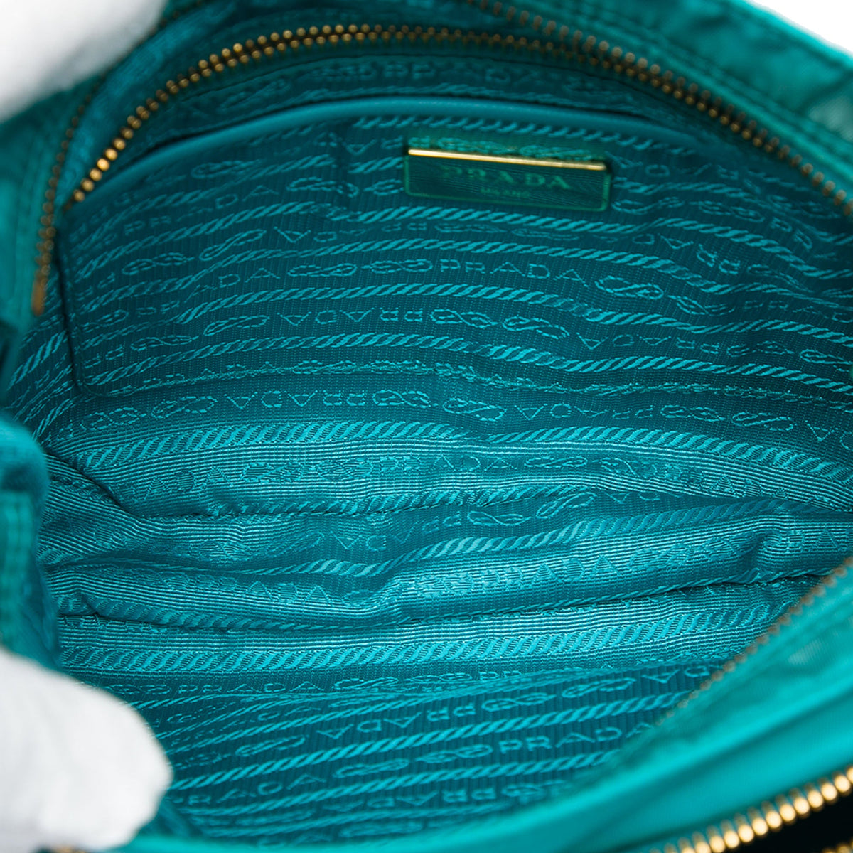Prada Saffiano Trimmed Tessuto Zip Top Crossbody