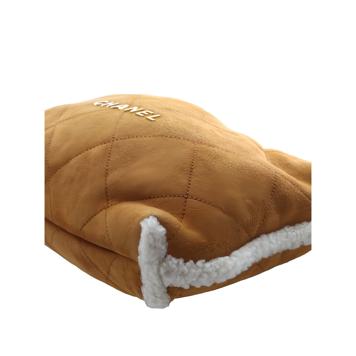 Chanel Large Shearling Trimmed Quilted Suede 22 Hobo — Brown