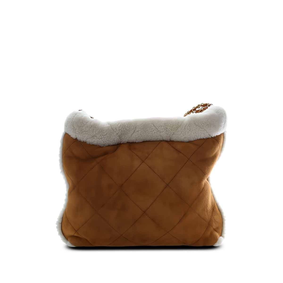Chanel Large Shearling Trimmed Quilted Suede 22 Hobo — Brown