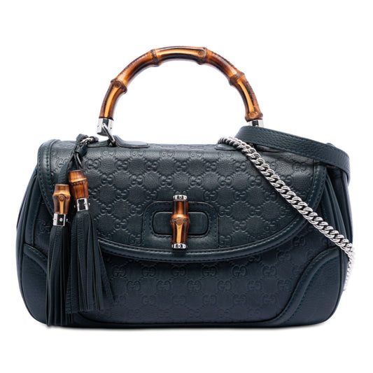 Gucci Large Guccissima New Bamboo Top Handle Bag