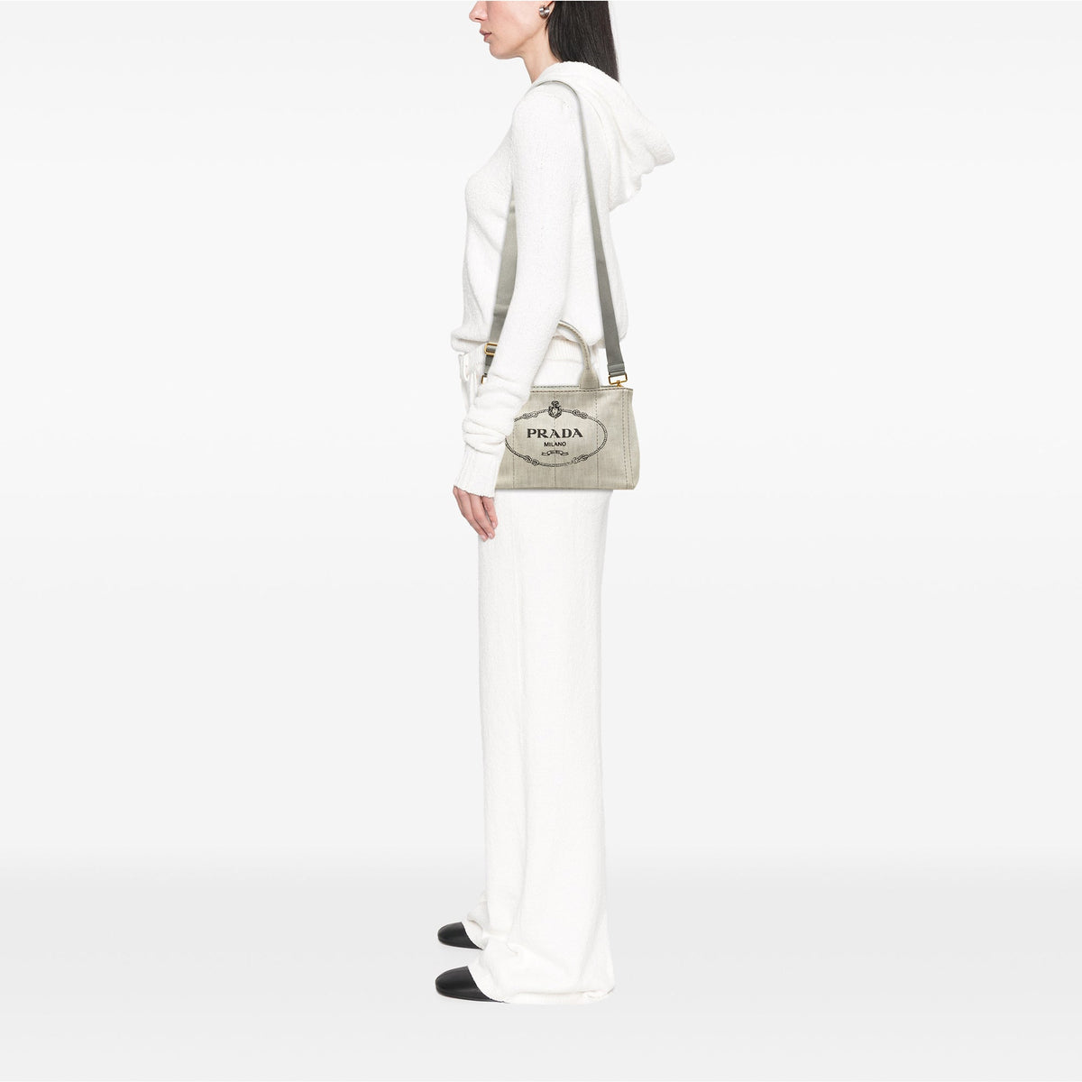 Prada Small Denim Canapa Logo Tote