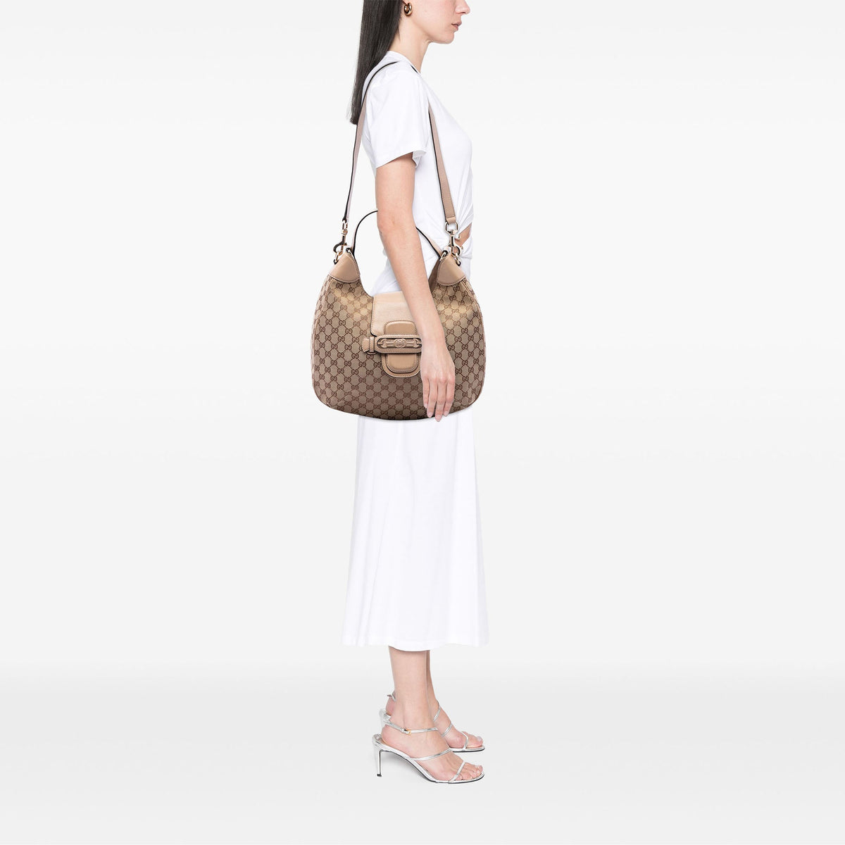 Gucci GG Canvas Dressage Hobo — Beige