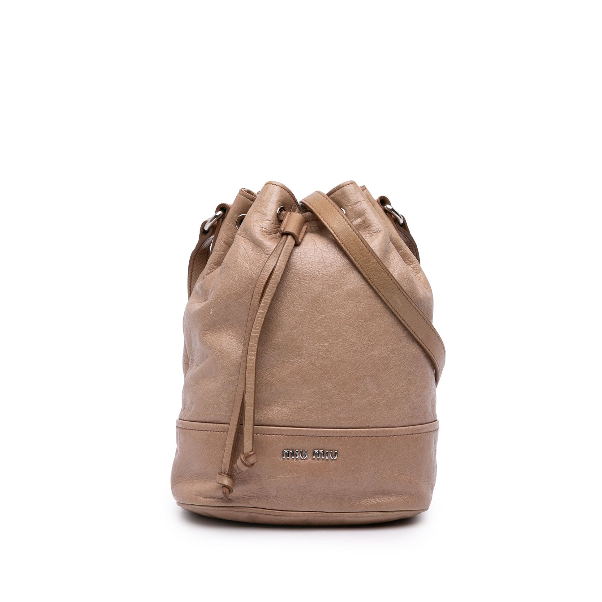 Miu Miu Crinkled Calfskin Bucket Bag
