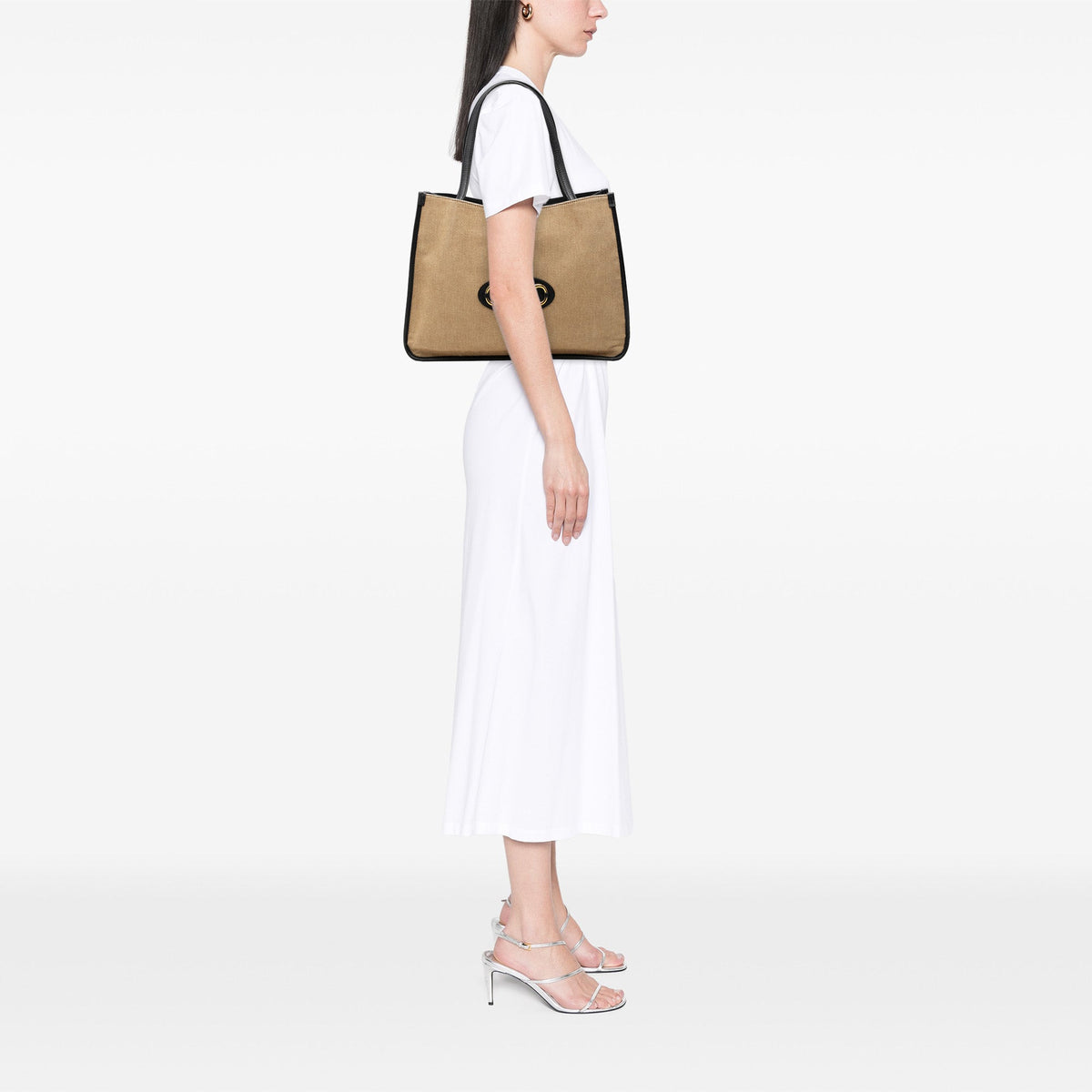 Gucci Medium Canvas Horsebit 1955 Tote — Beige