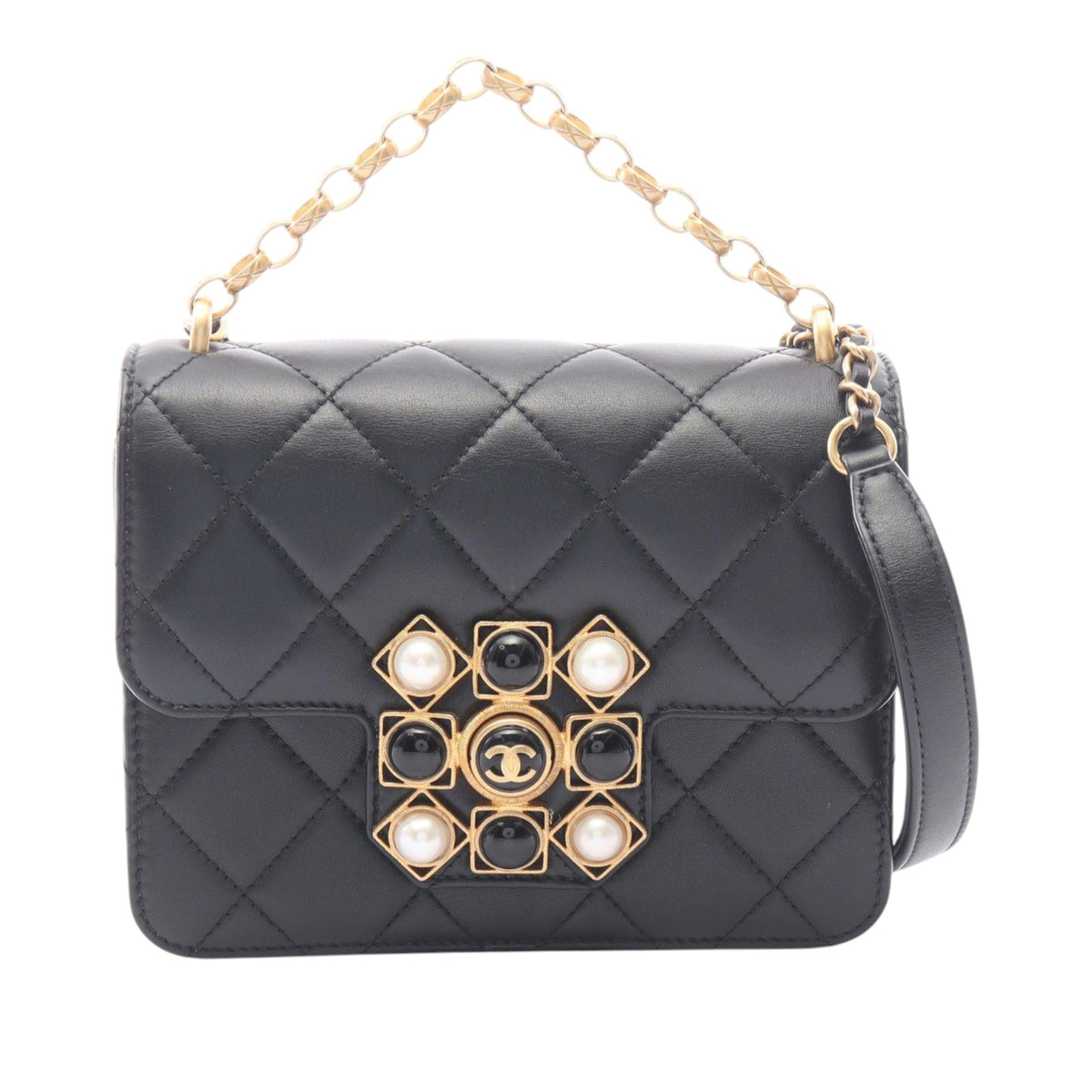 Chanel Quilted Lambskin Onyx Pearl Flap