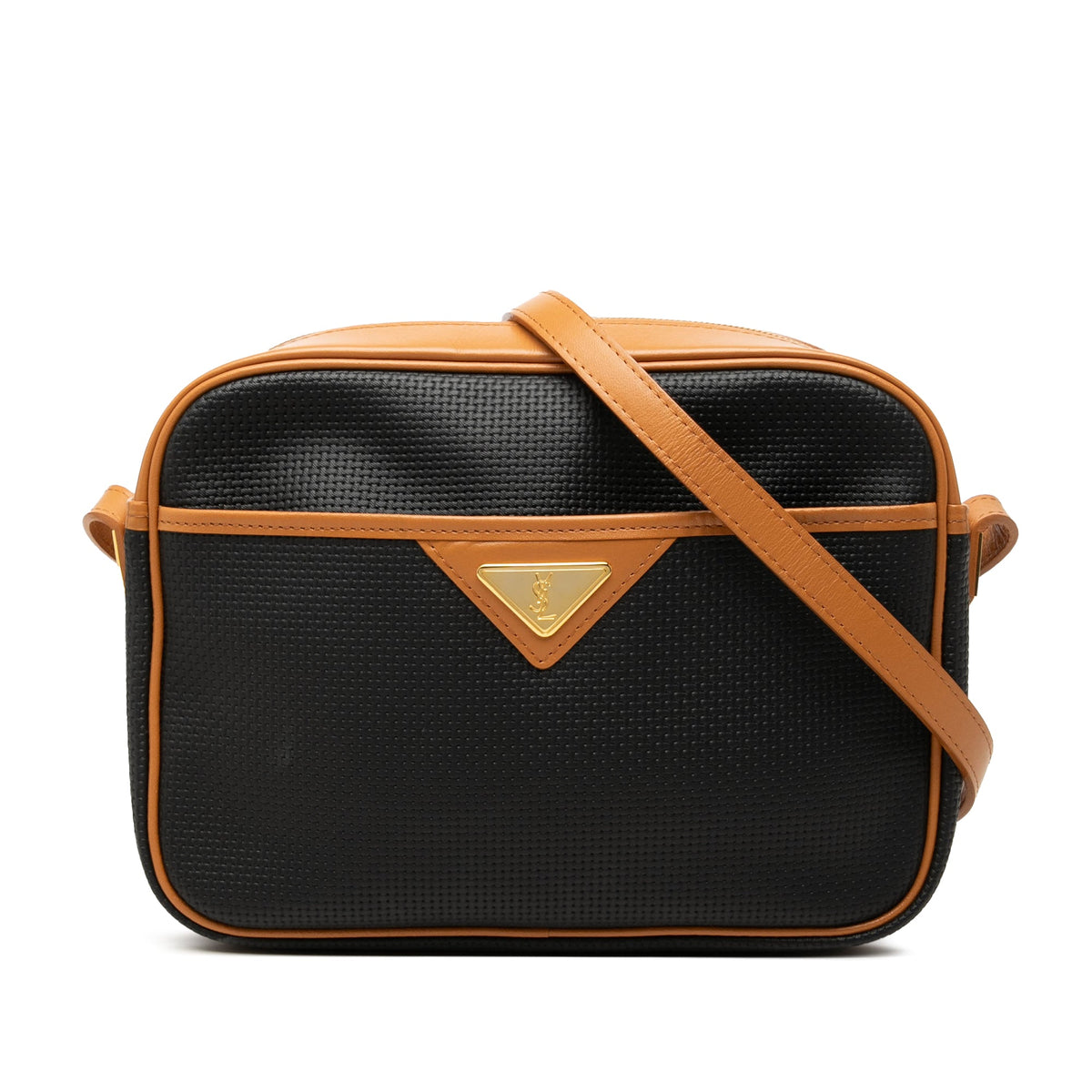 Saint Laurent Leather Trimmed Coated Canvas Crossbody — Black