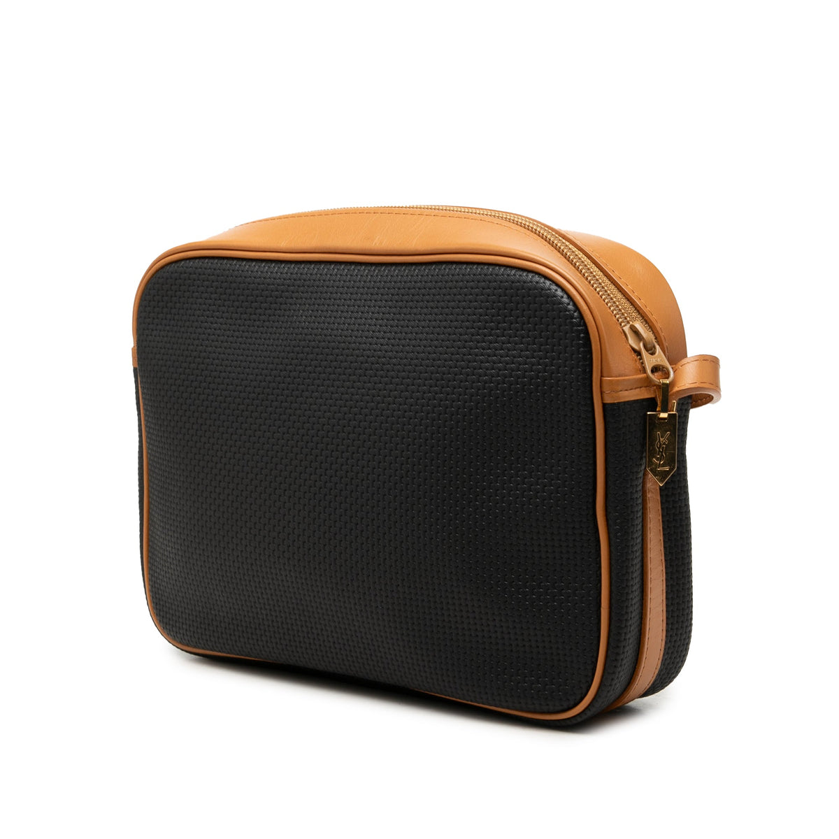 Saint Laurent Leather Trimmed Coated Canvas Crossbody — Black