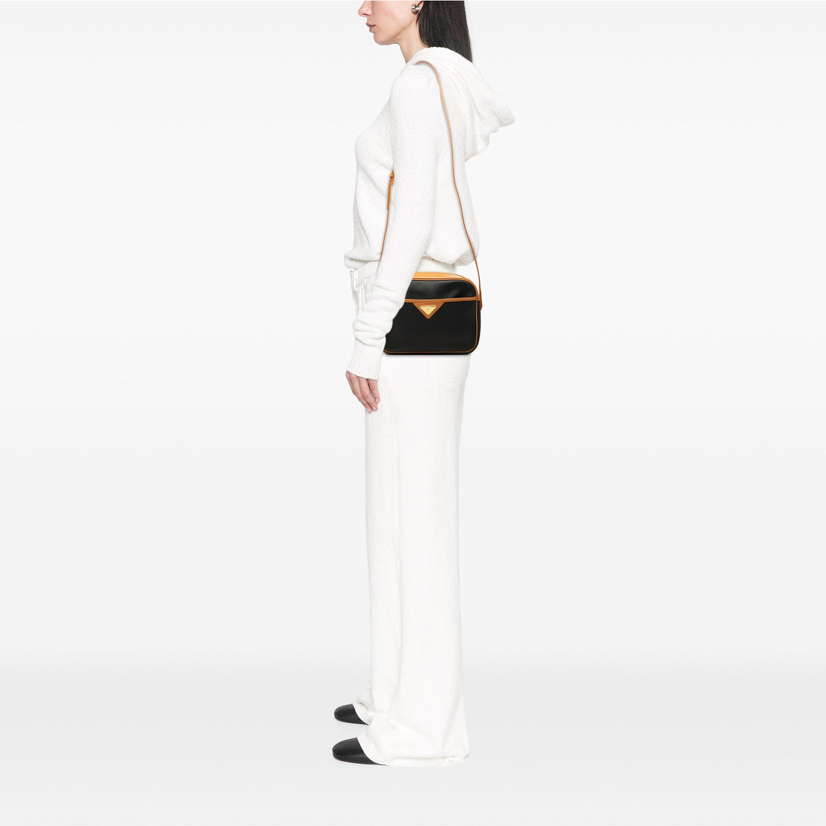 Saint Laurent Leather Trimmed Coated Canvas Crossbody — Black