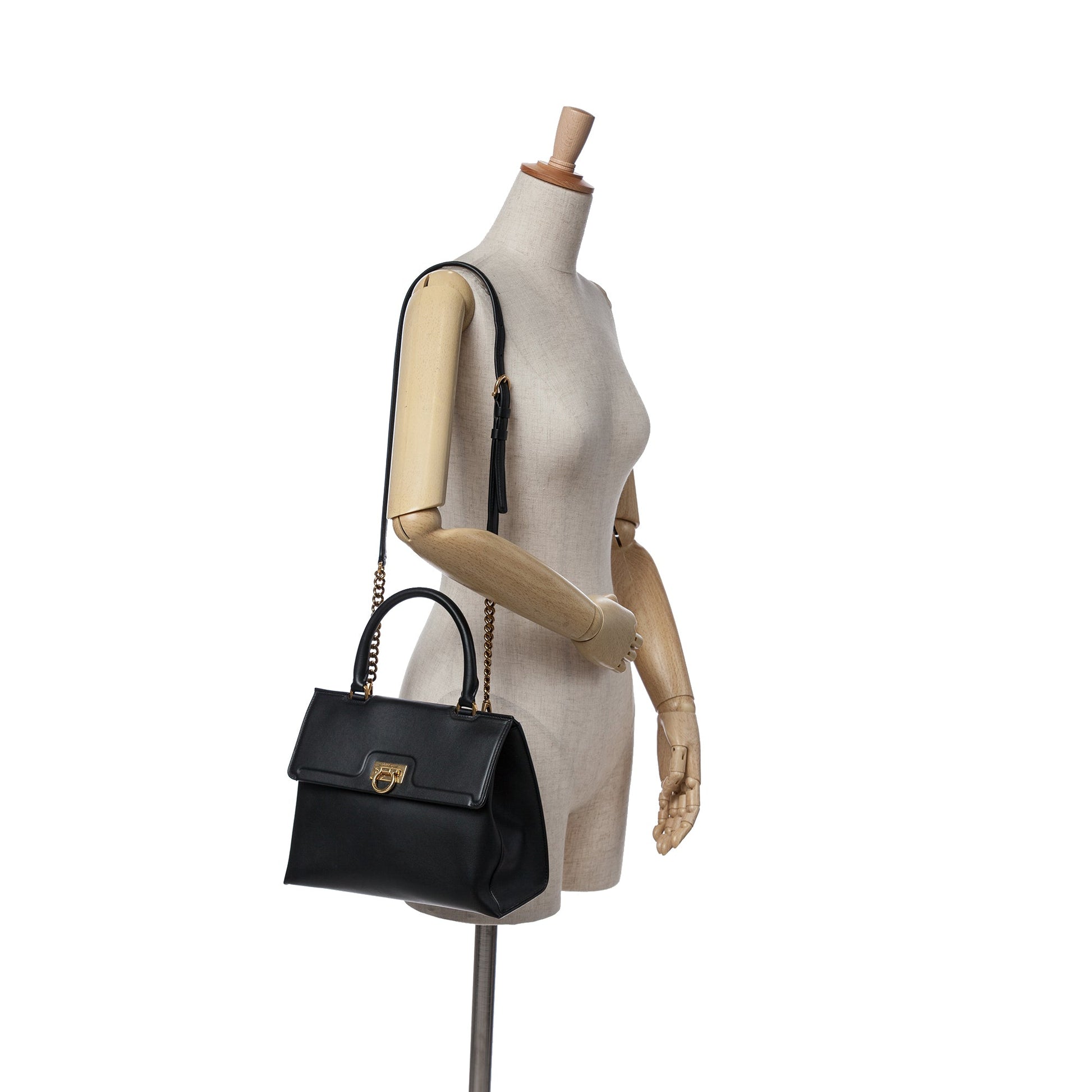 Ferragamo Leather Gancini Trifolio Satchel