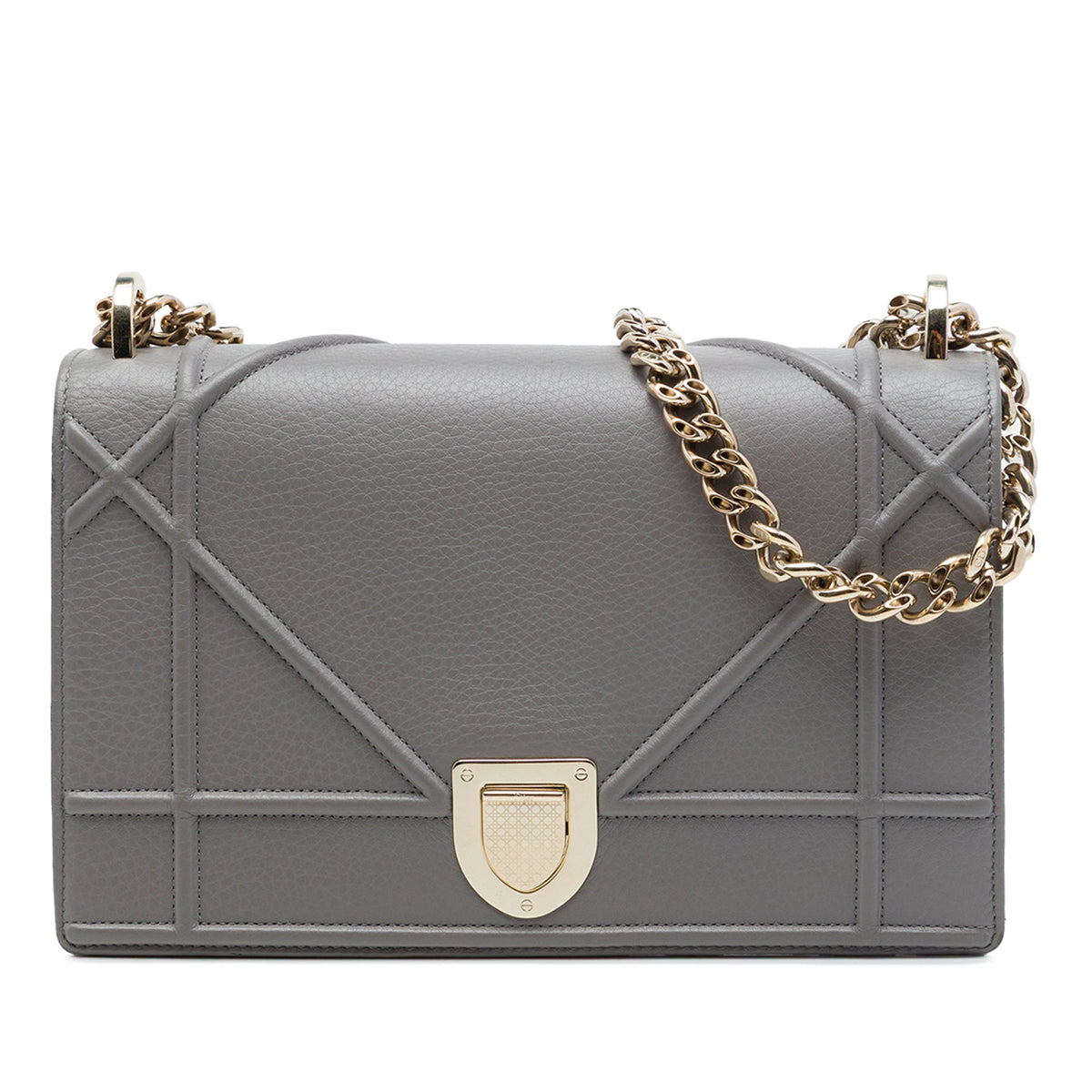 Dior Medium Grained Calfskin Diorama Flap — Gray