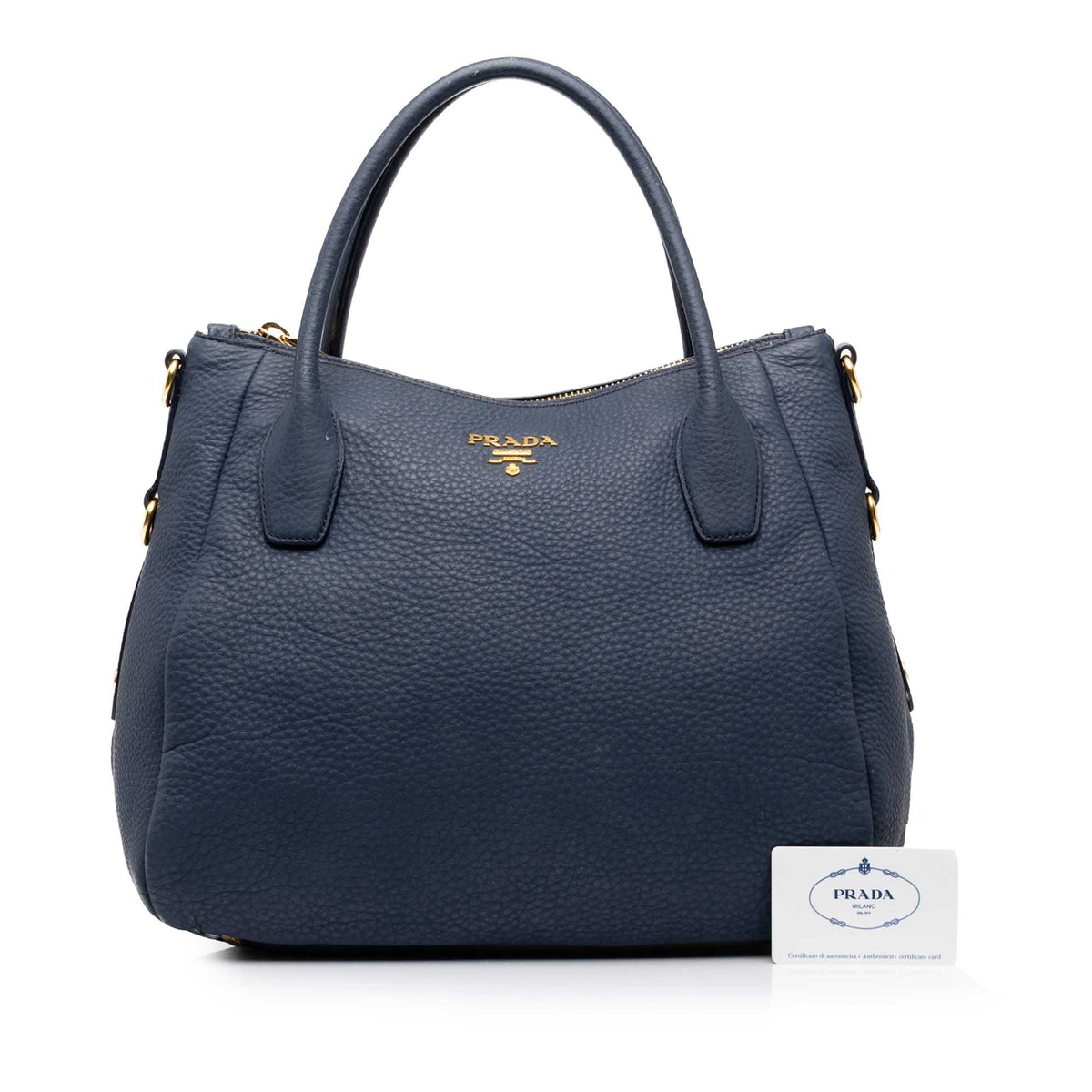 Prada Vitello Daino Zip Top Convertible Tote