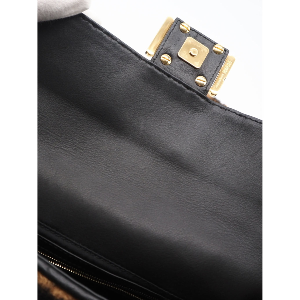 Fendi Medium Zucca Shearling Baguette Satchel — Brown