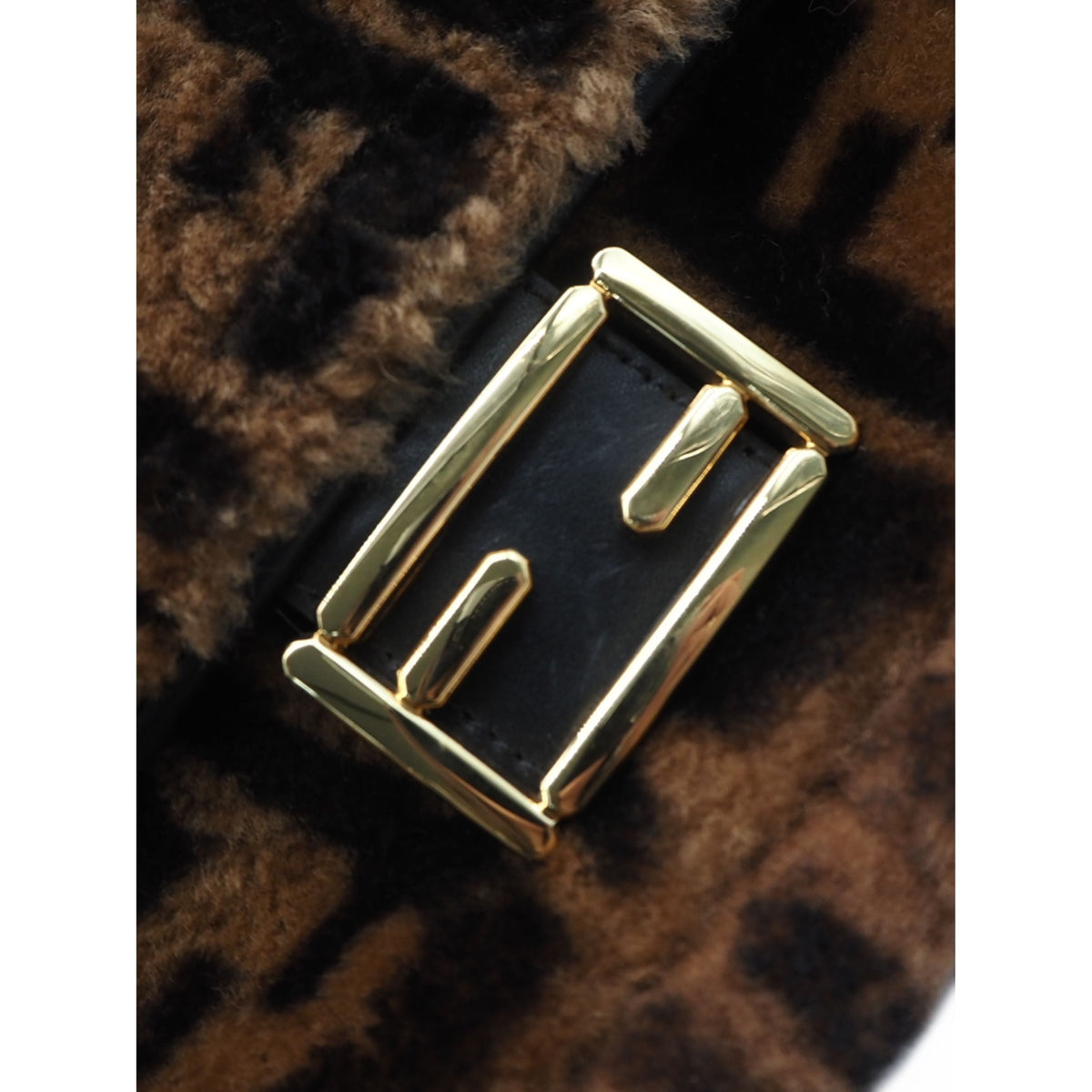 Fendi Medium Zucca Shearling Baguette Satchel — Brown