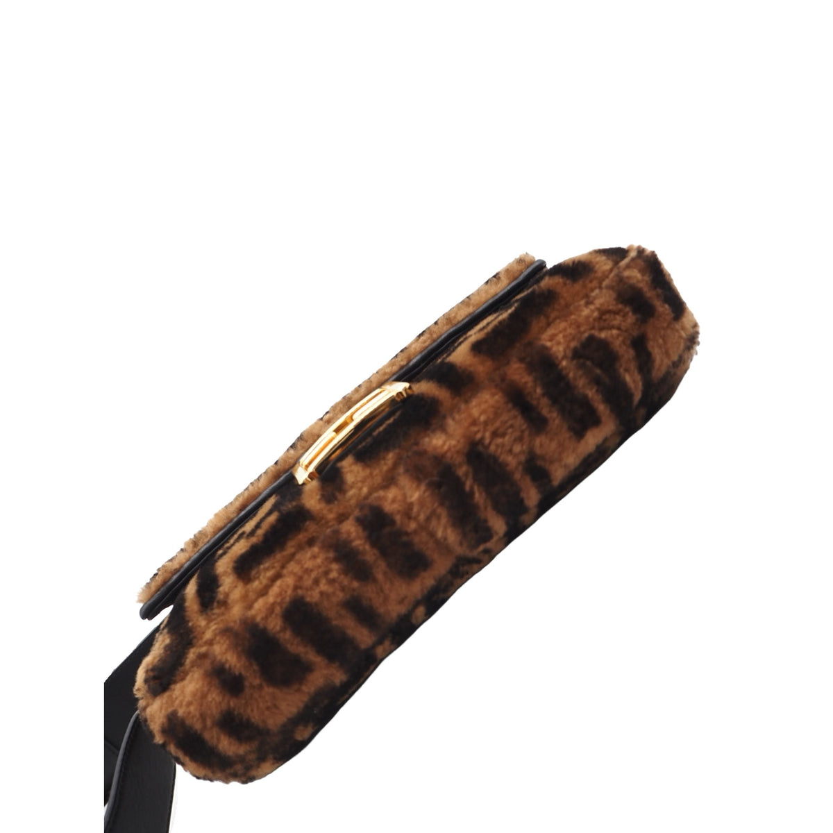 Fendi Medium Zucca Shearling Baguette Satchel — Brown