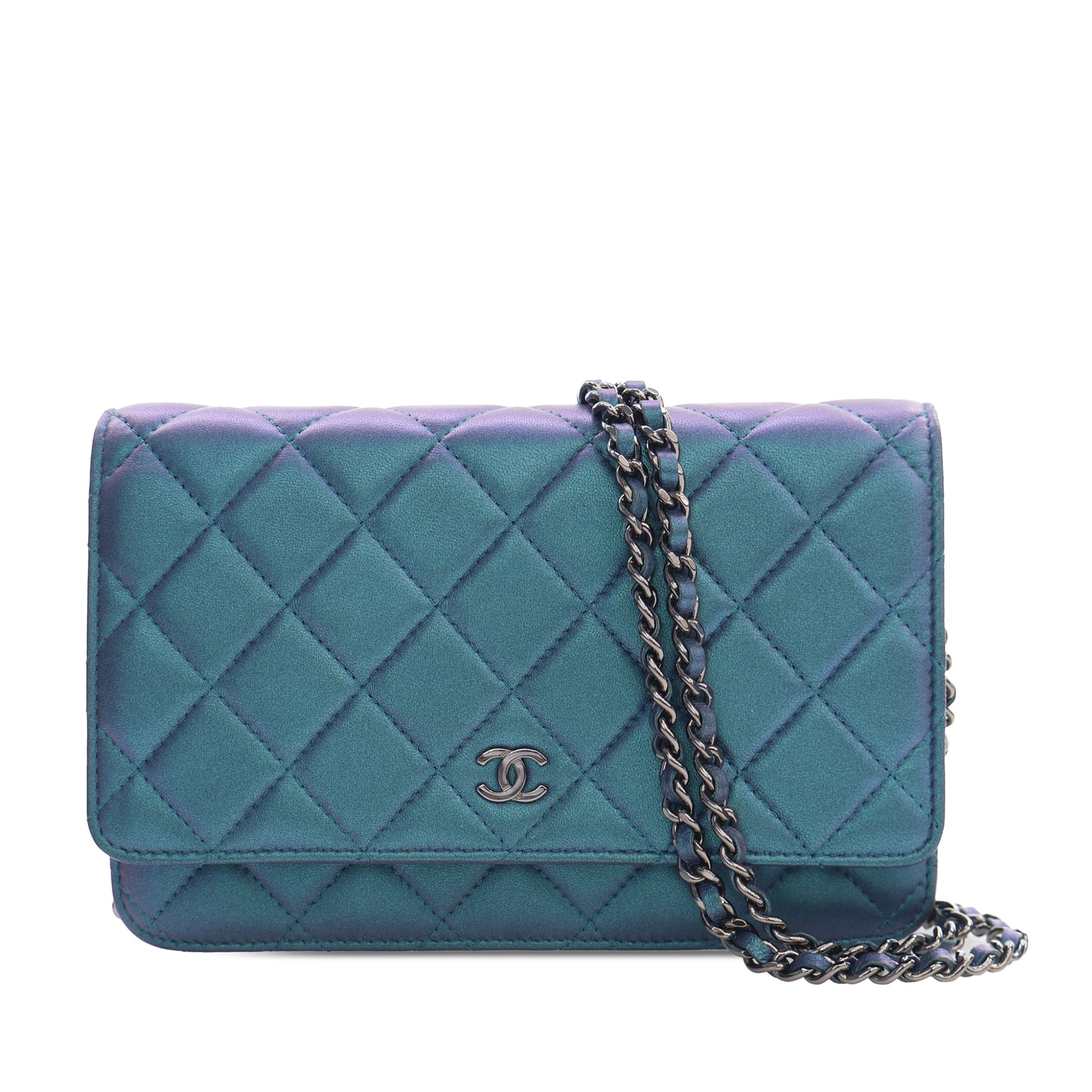 Chanel CC Quilted Iridescent Lambskin Wallet on Chain
