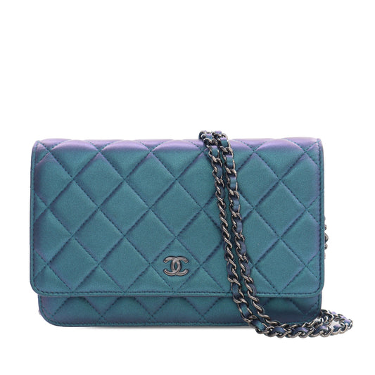 Chanel CC Quilted Iridescent Lambskin Wallet on Chain