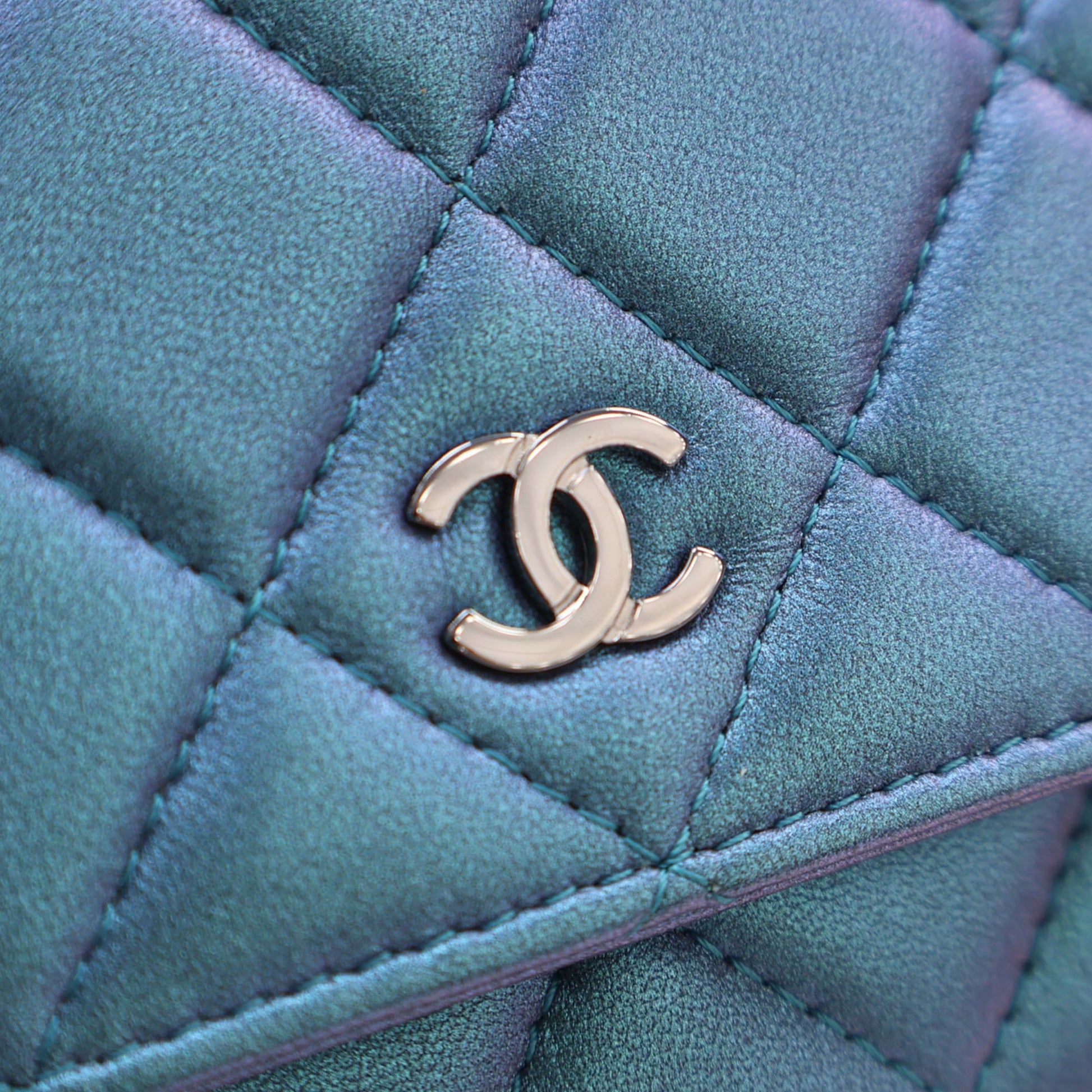 Chanel CC Quilted Iridescent Lambskin Wallet on Chain