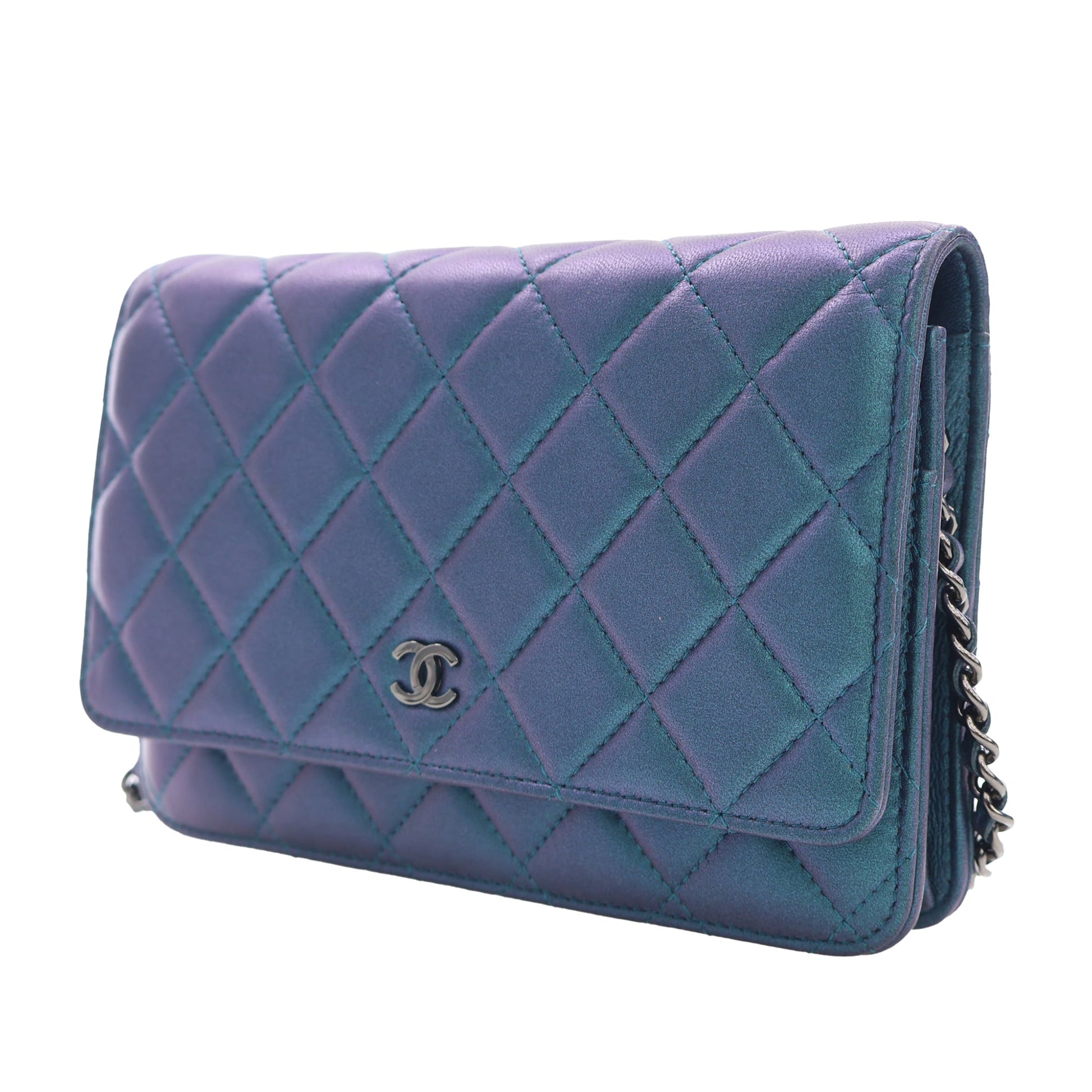Chanel CC Quilted Iridescent Lambskin Wallet on Chain