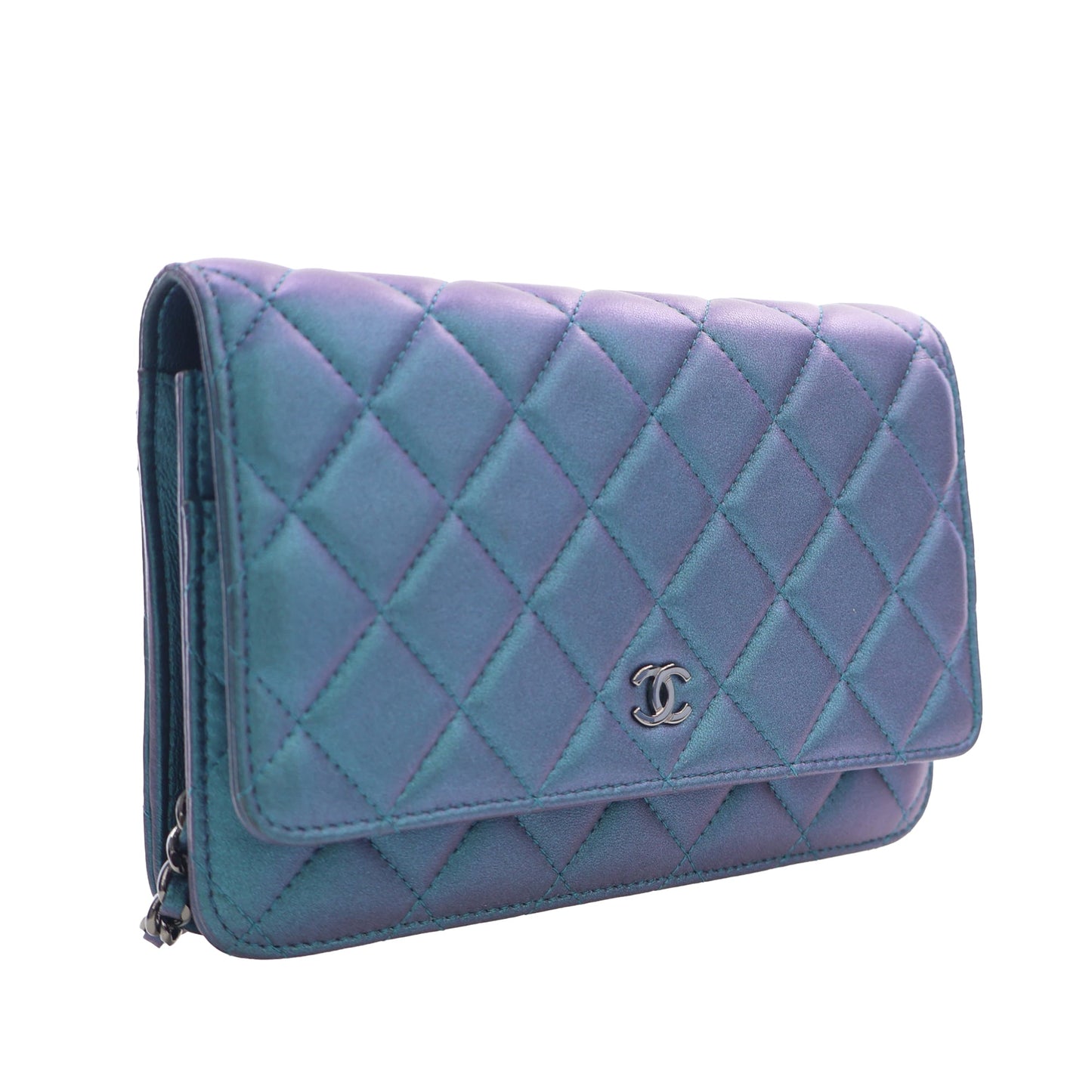 Chanel CC Quilted Iridescent Lambskin Wallet on Chain