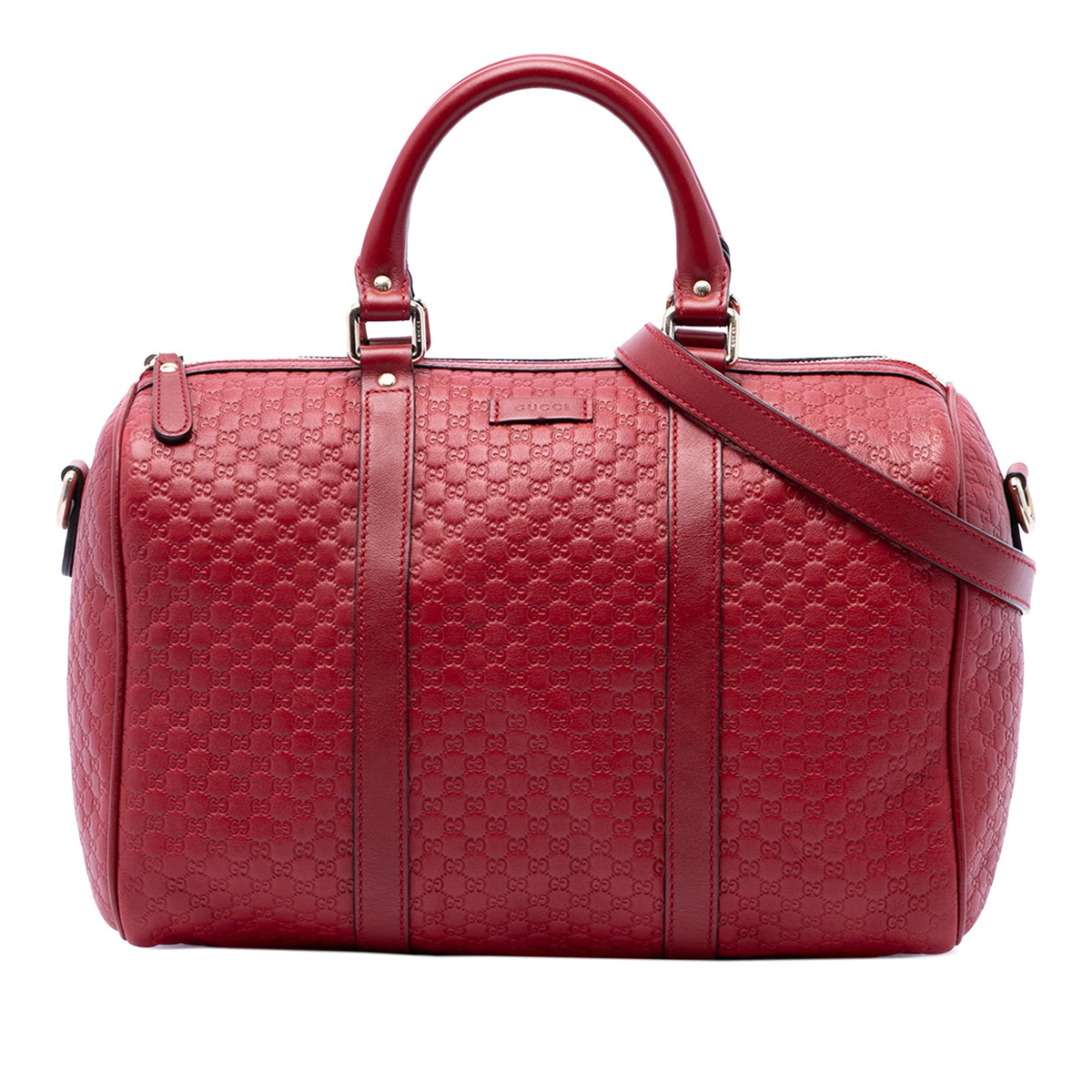 Gucci Medium Microguccissima Boston Bag — Red