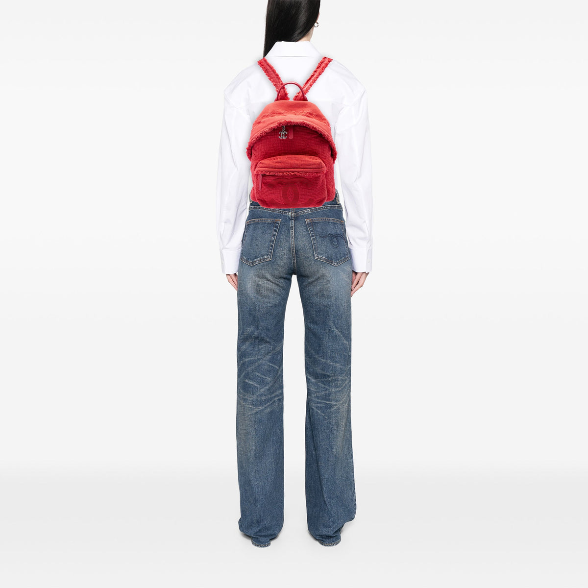 Chanel Quilted Canvas Front Pocket Fringe Backpack
