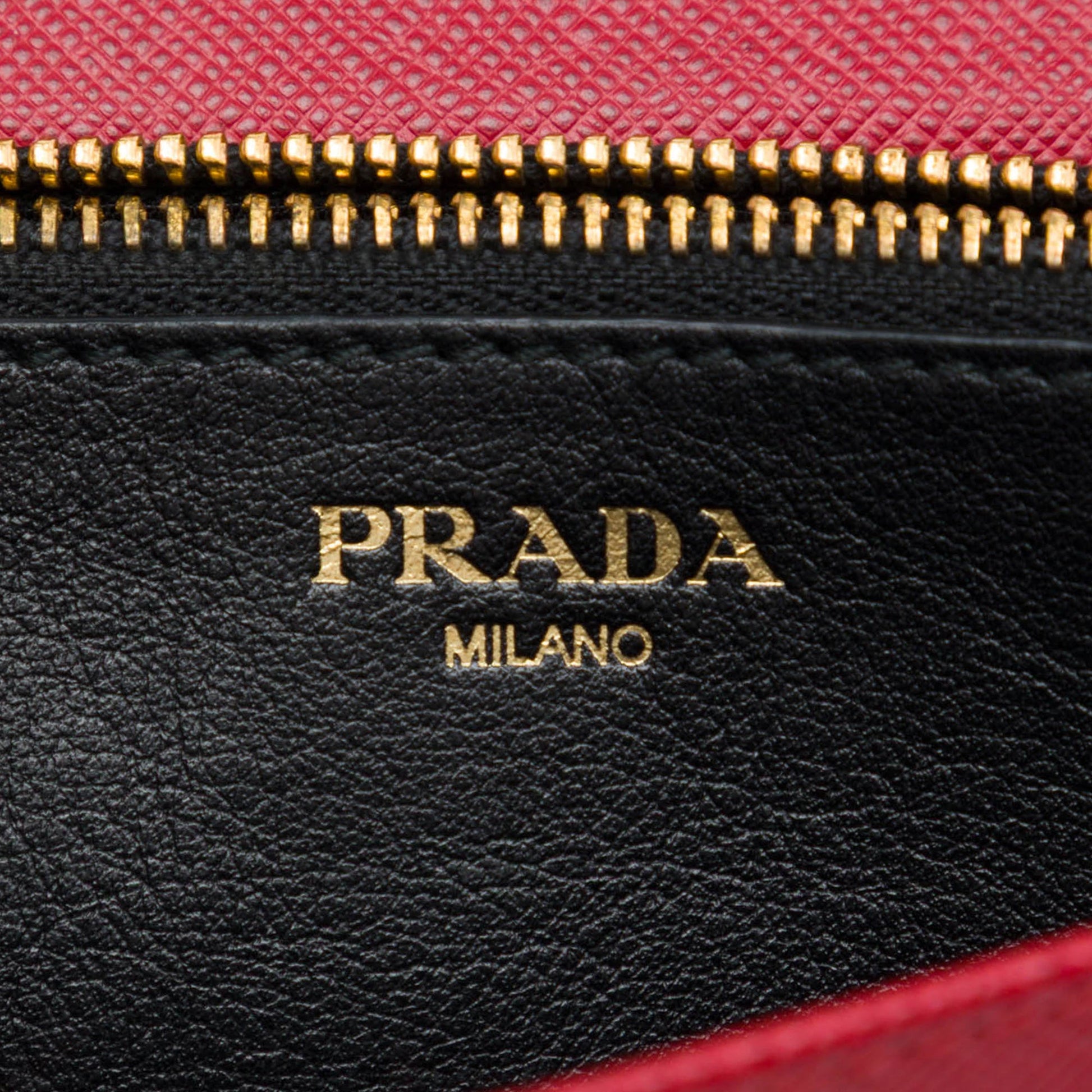 Prada Saffiano Lux Flip Lock Wallet on Chain