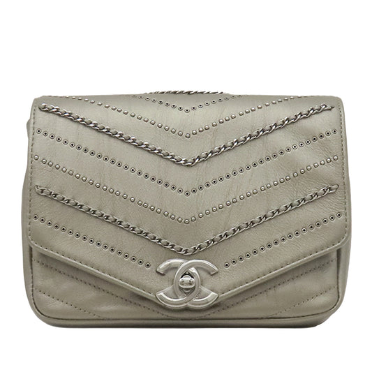 Chanel Small Chevron Calfskin Embellished Data Center Envelope Flap