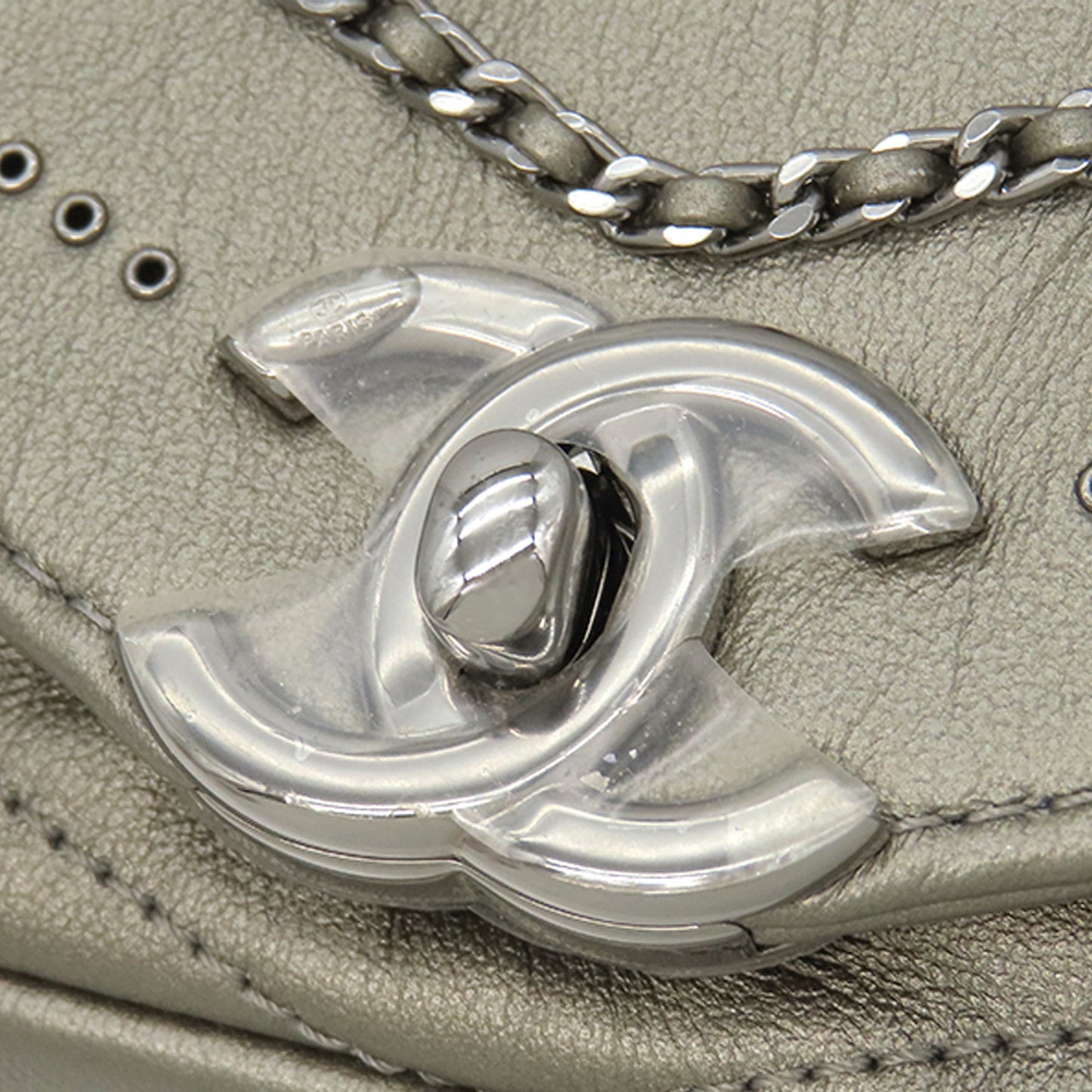 Chanel Small Chevron Calfskin Embellished Data Center Envelope Flap