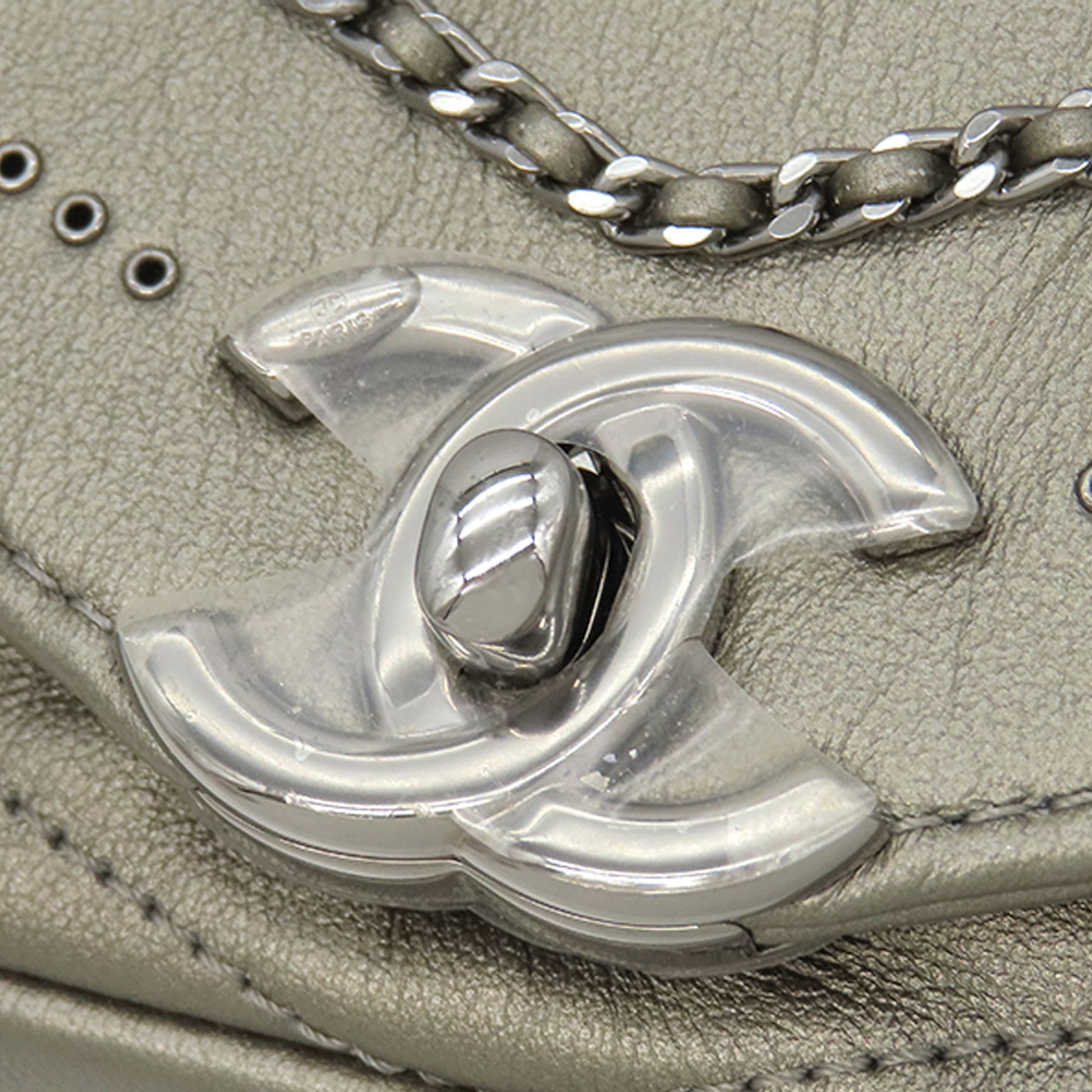 Chanel Small Chevron Calfskin Embellished Data Center Envelope Flap