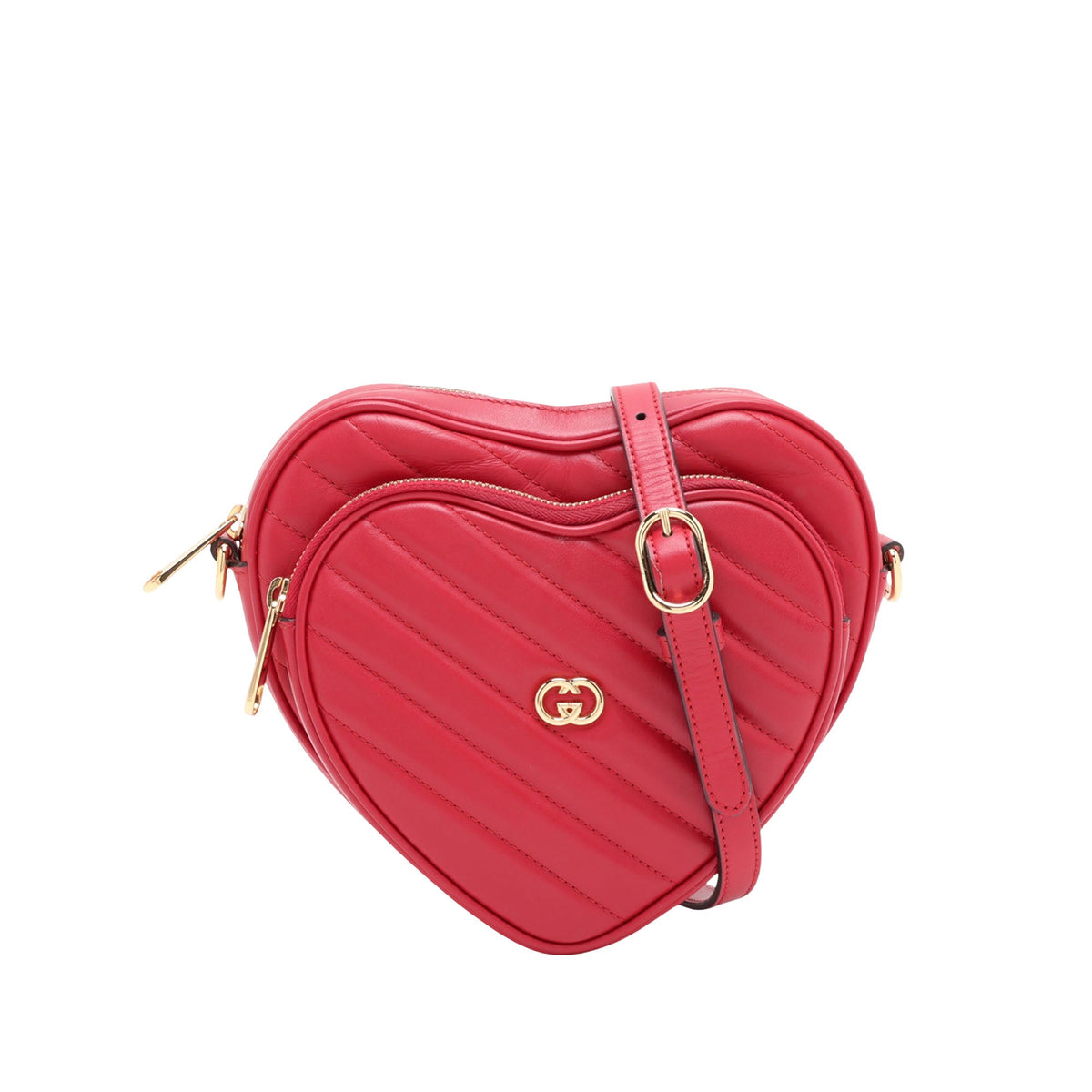 Gucci Mini Matelasse Diagonal Calfskin Interlocking G Heart Crossbody