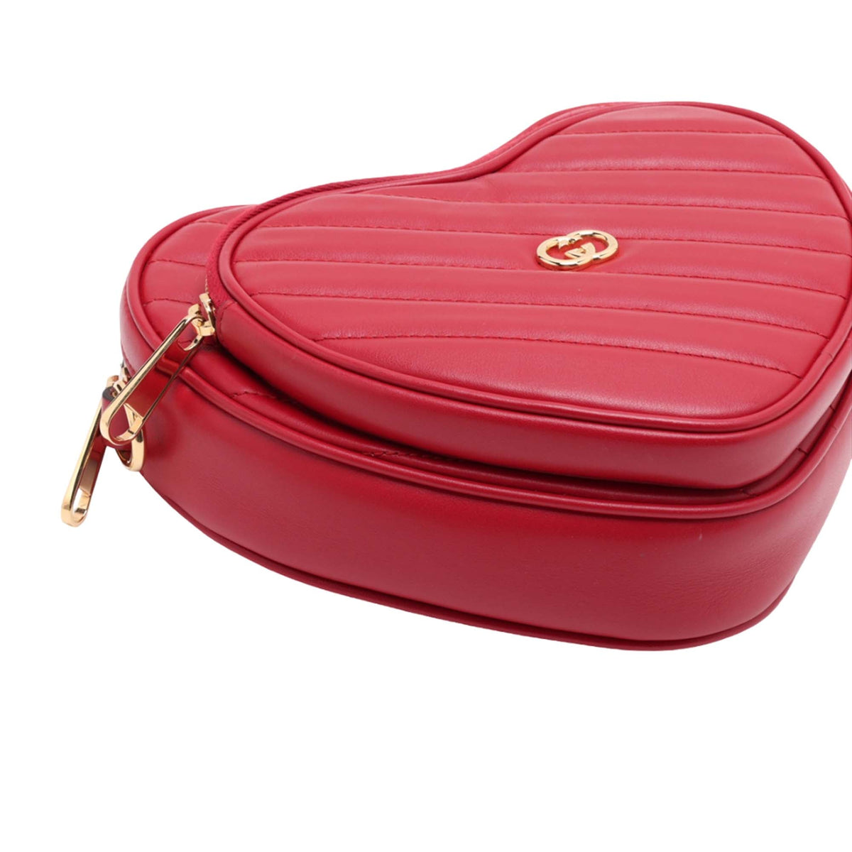 Gucci Mini Matelasse Diagonal Calfskin Interlocking G Heart Crossbody