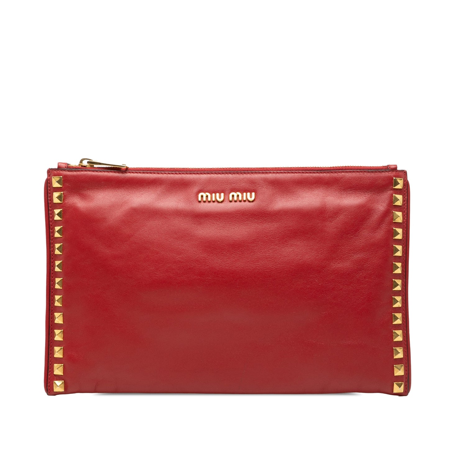 Miu Miu Studded Leather Zip Clutch