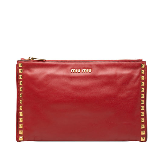 Miu Miu Studded Leather Zip Clutch