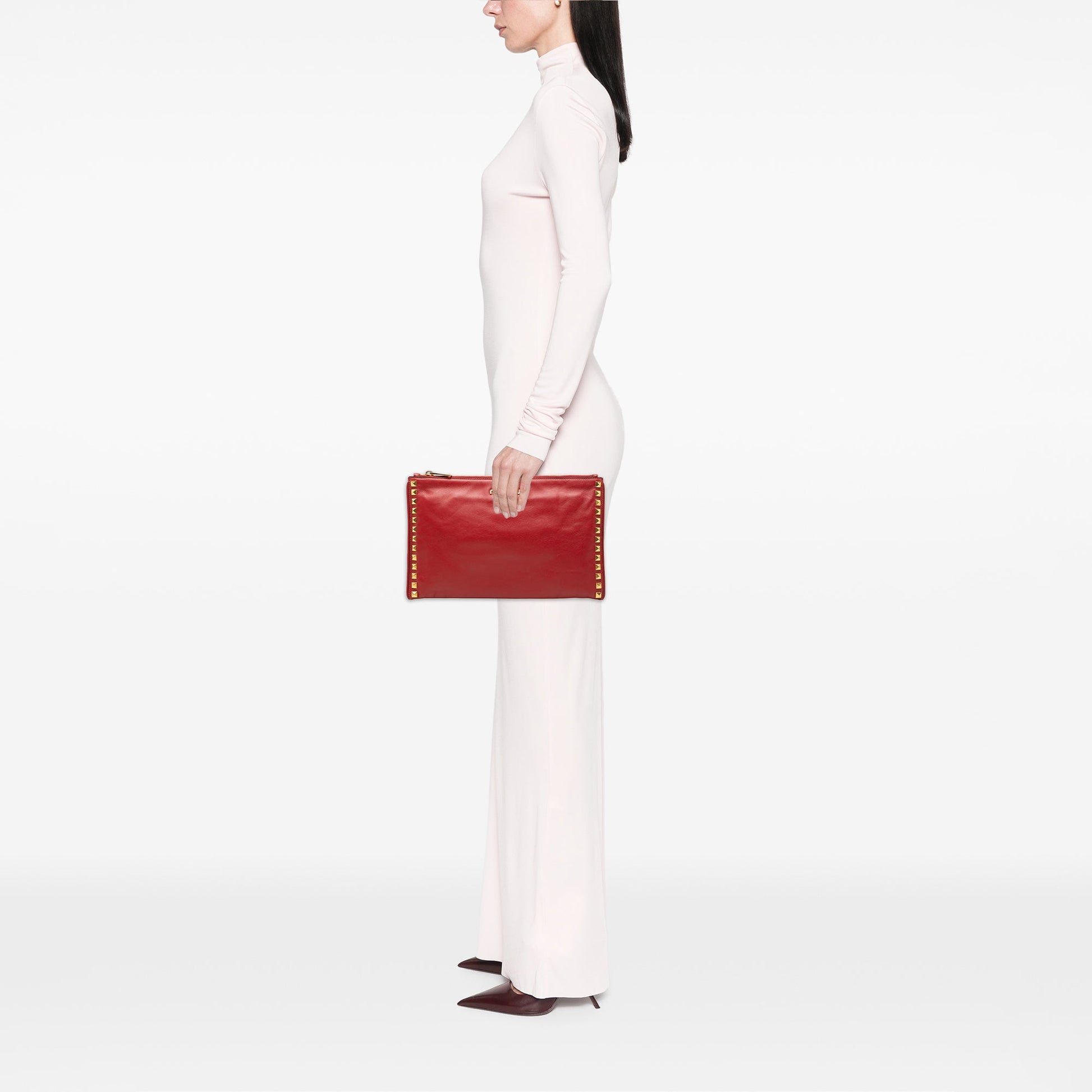 Miu Miu Studded Leather Zip Clutch
