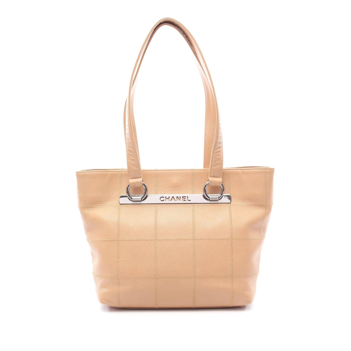 Chanel Caviar Leather Chocolate Bar Tote — Beige