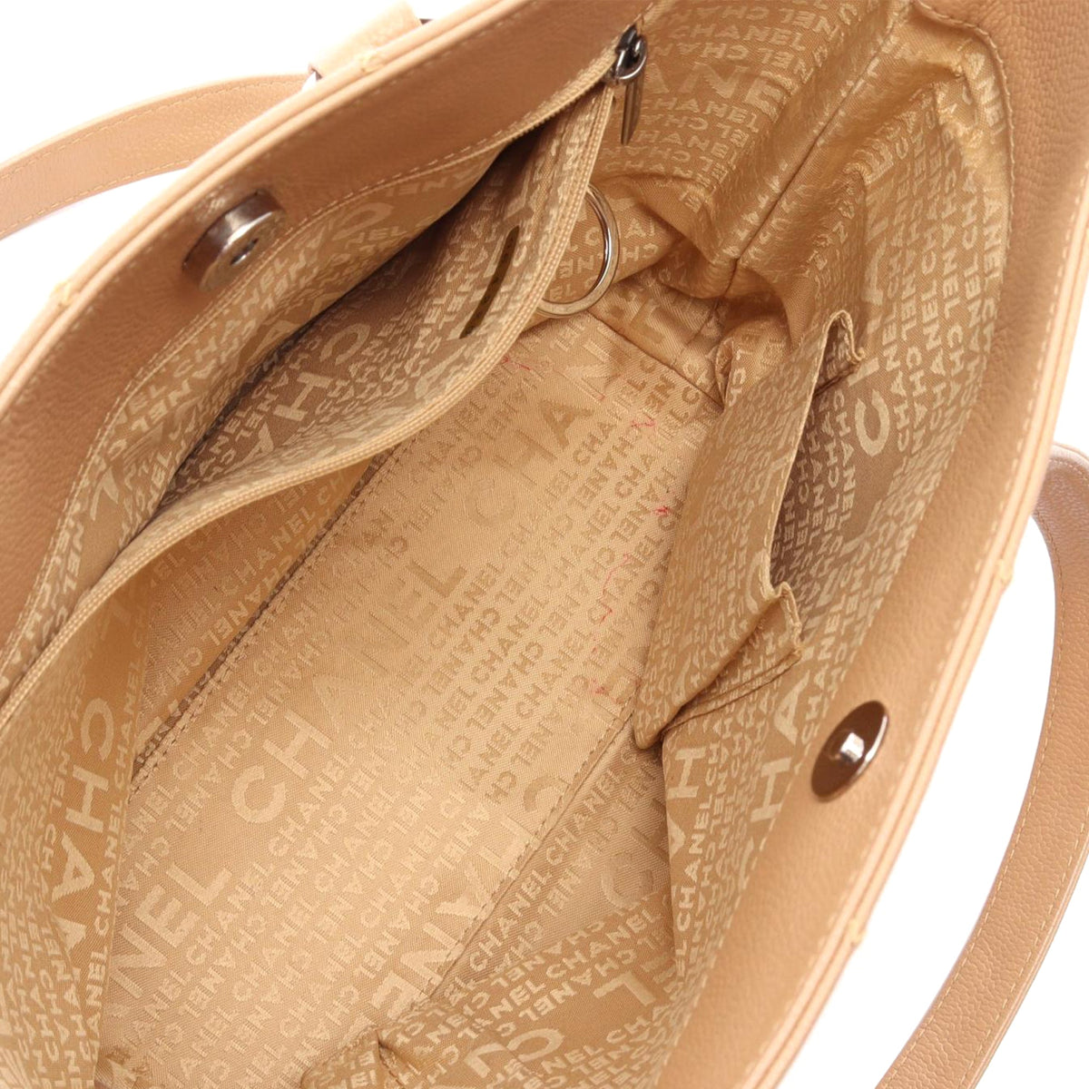 Chanel Caviar Leather Chocolate Bar Tote — Beige