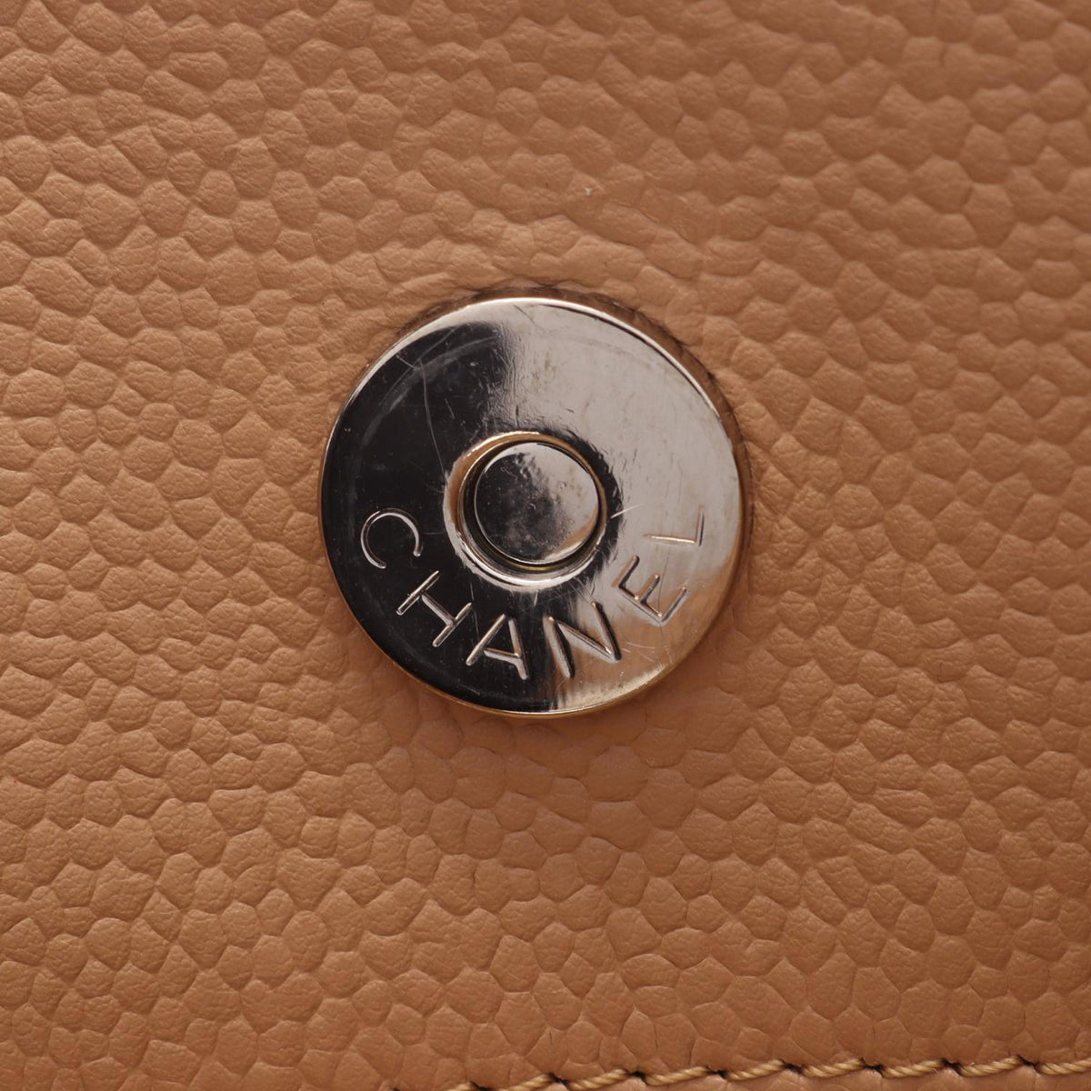 Chanel Caviar Leather Chocolate Bar Tote — Beige