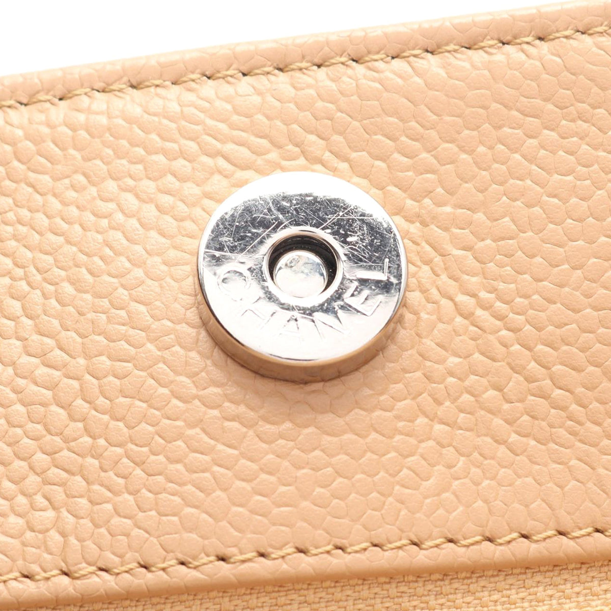 Chanel Caviar Leather Chocolate Bar Tote — Beige